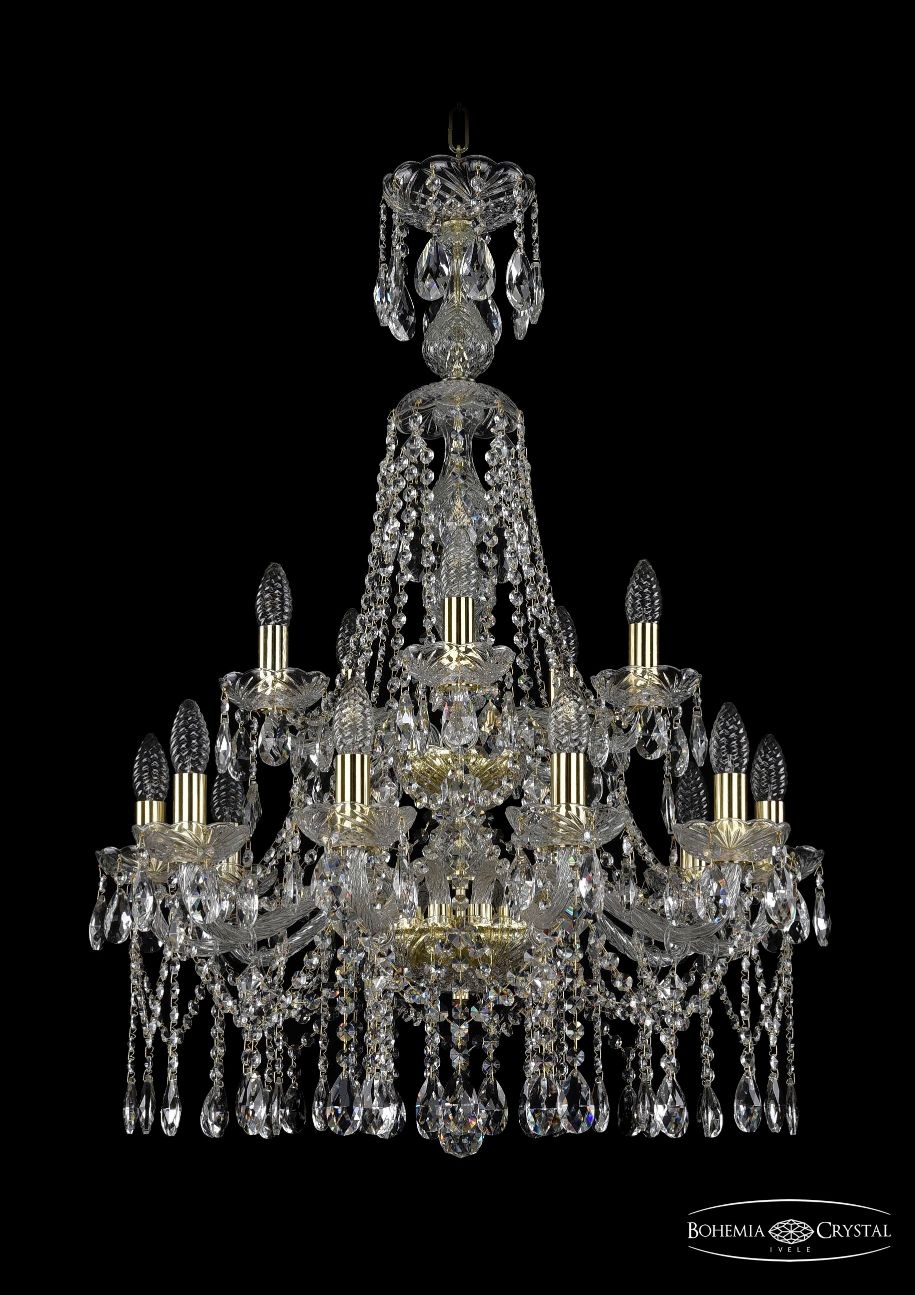 Подвесная хрустальная люстра 1413 Bohemia 1413/10+5/220/XL-92/2d G