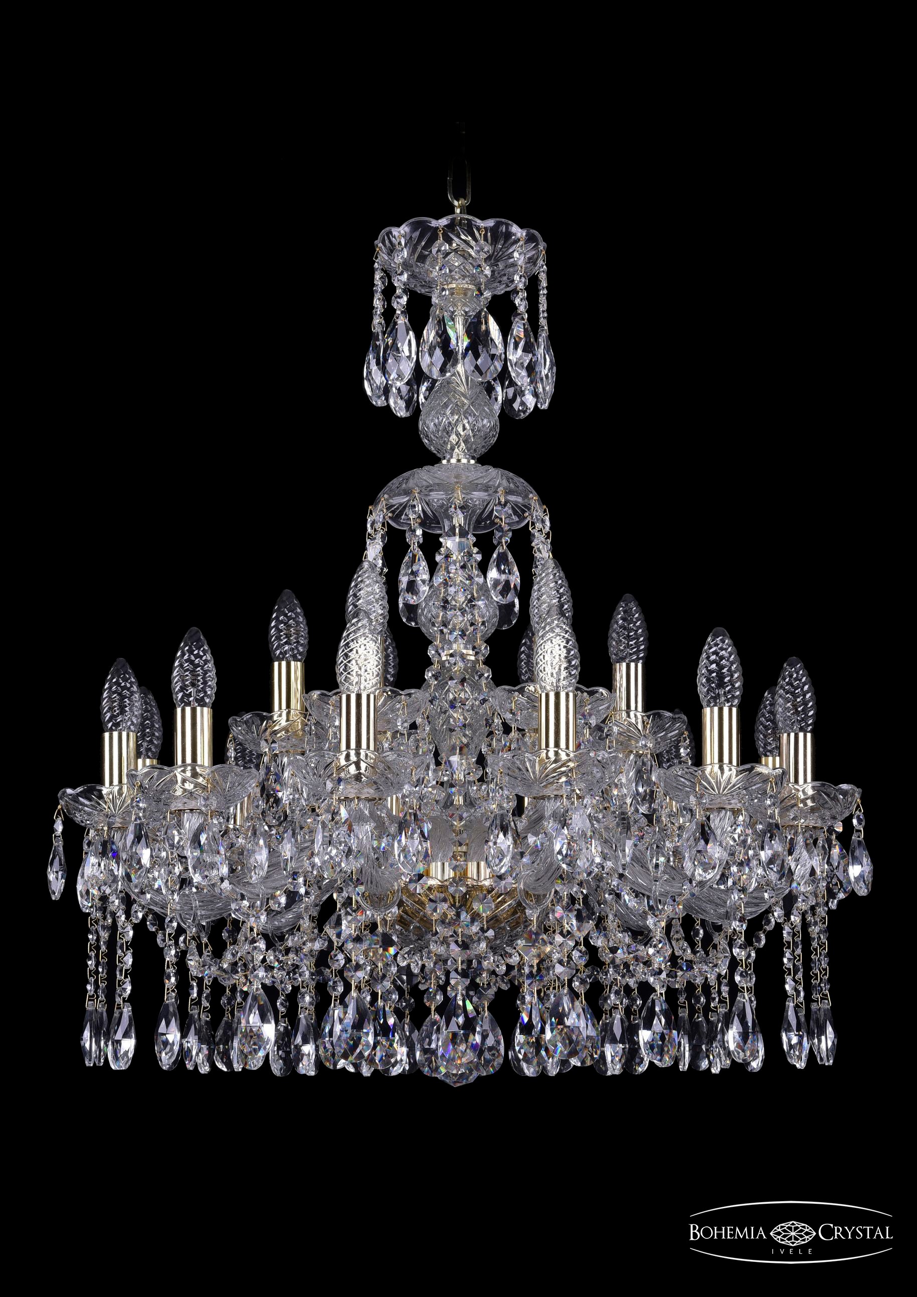 Подвесная хрустальная люстра 1413 Bohemia 1413/12+6/220/XL-74 G