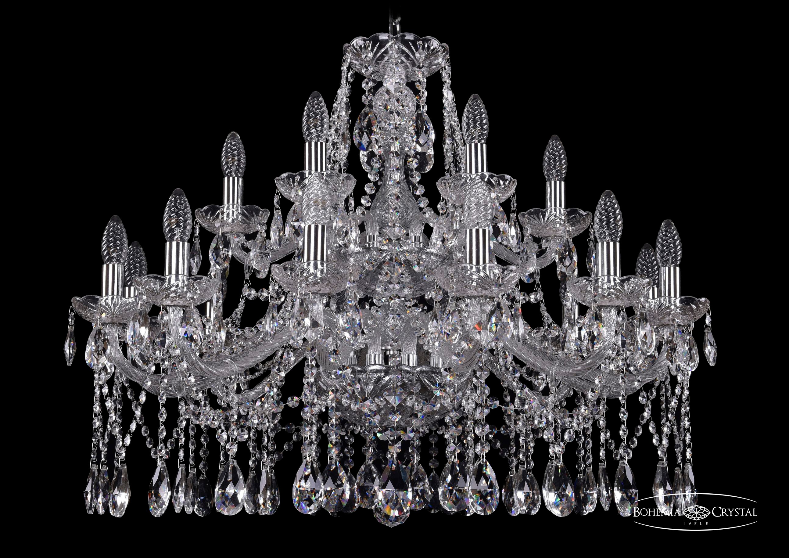 Подвесная хрустальная люстра 1413 Bohemia 1413/12+6/300/2d Ni
