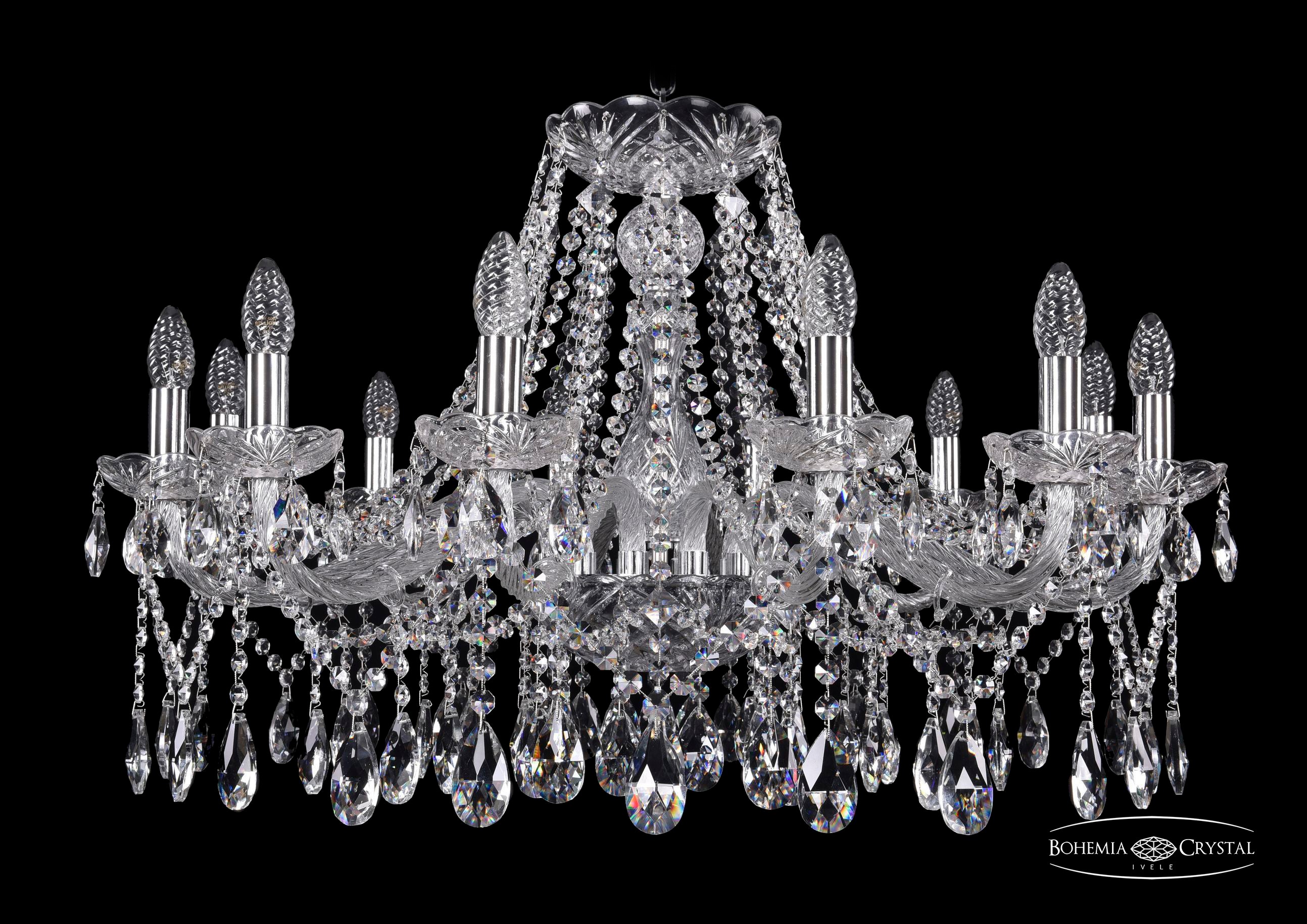 Подвесная хрустальная люстра 1413 Bohemia 1413/12/300 Ni