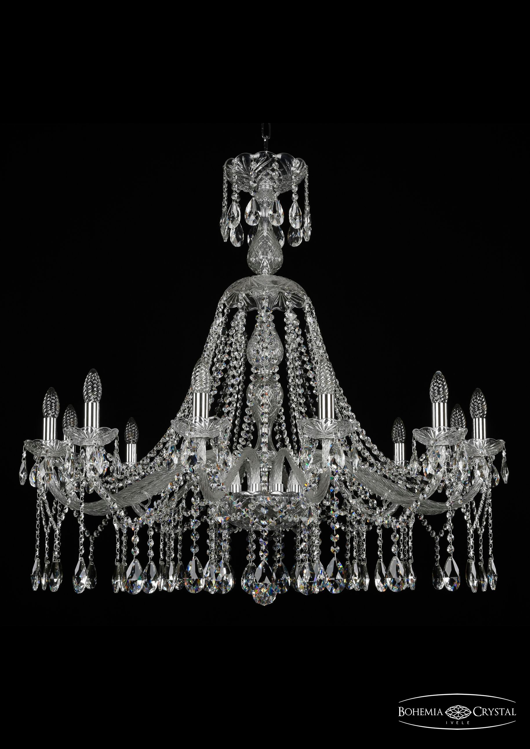 Подвесная хрустальная люстра 1413 Bohemia 1413/12/360/XL-100 Ni