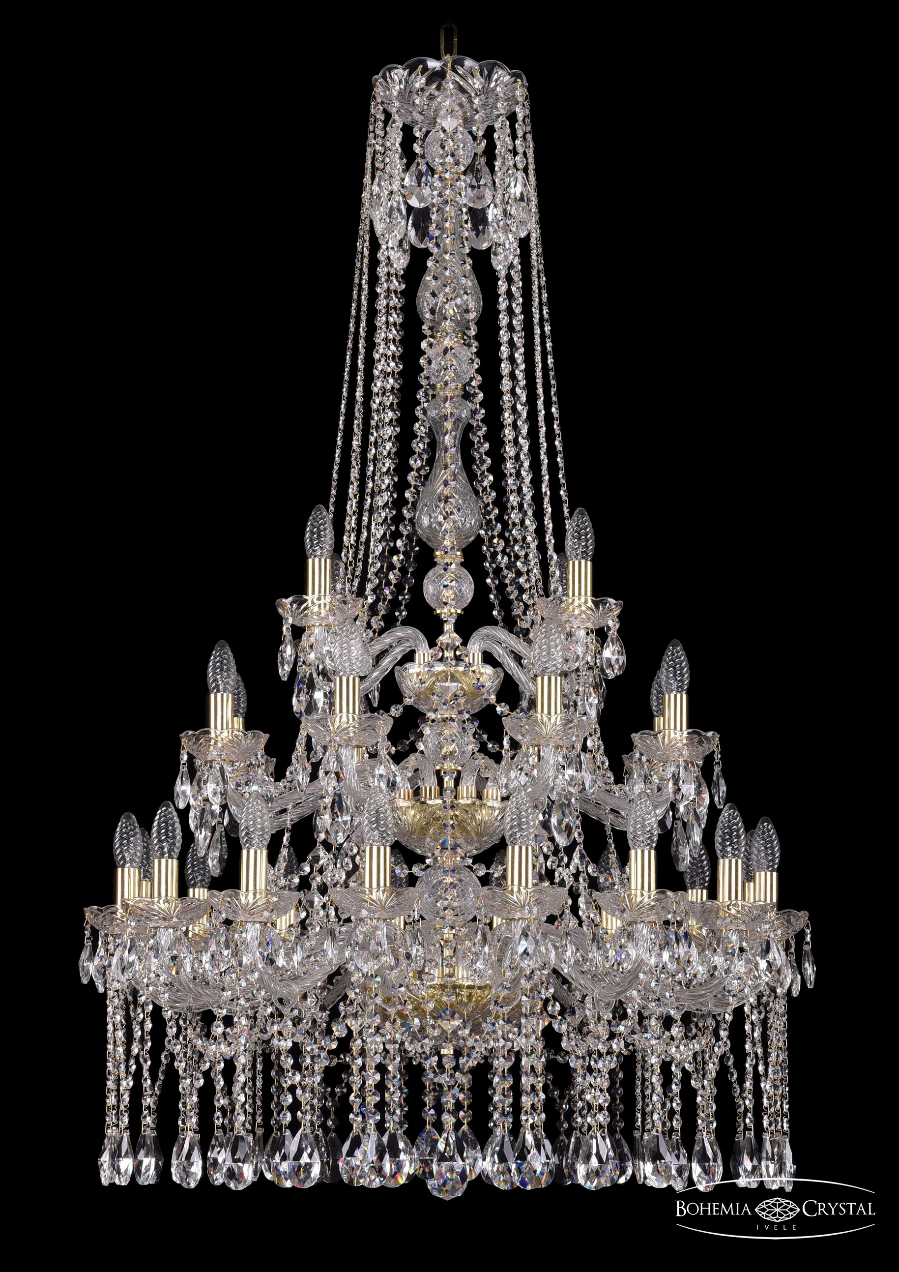 Подвесная хрустальная люстра 1413 Bohemia 1413/16+8+4/300/h-134/3d G