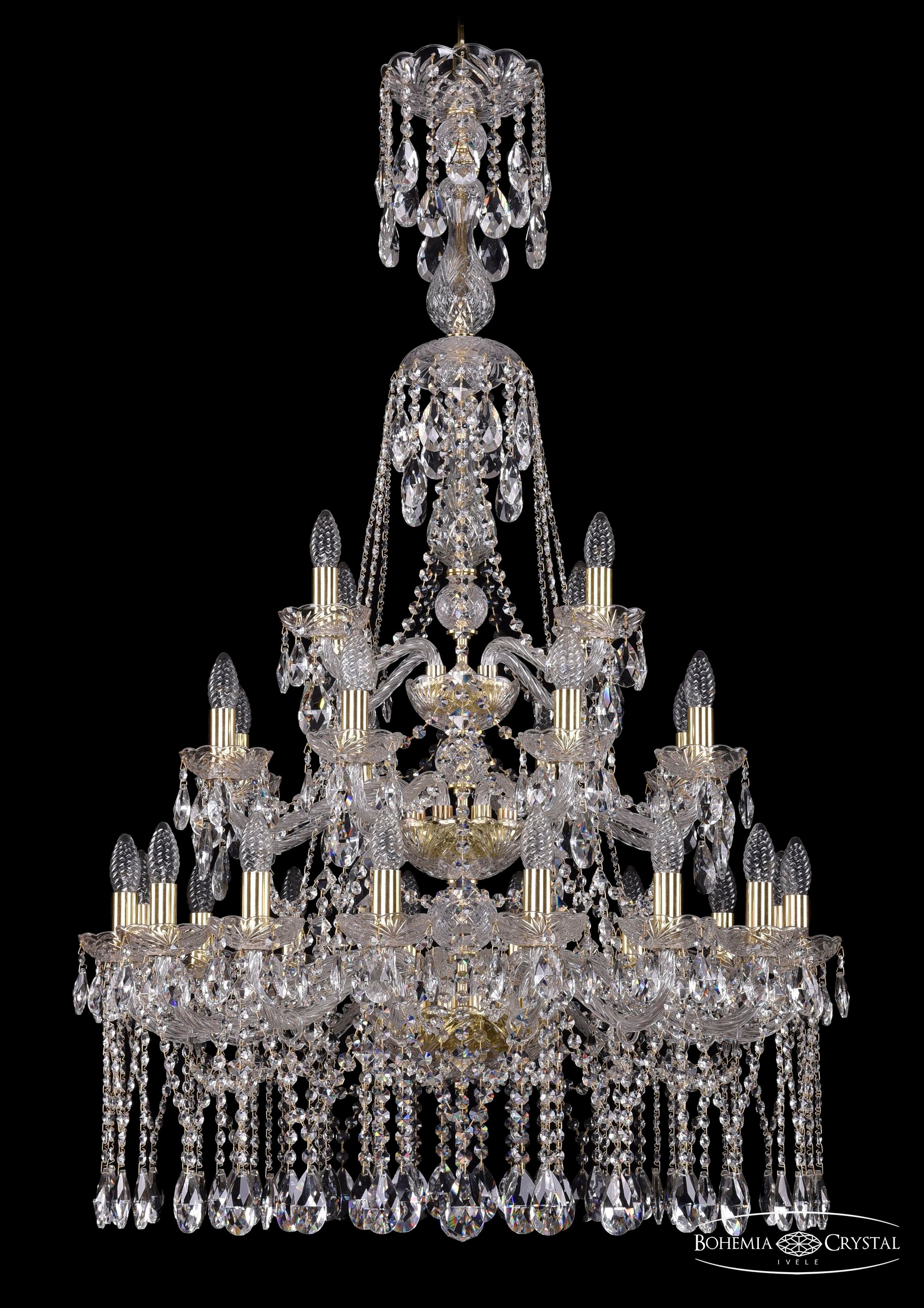 Подвесная хрустальная люстра 1413 Bohemia 1413/16+8+4/300/XL-134/3d G