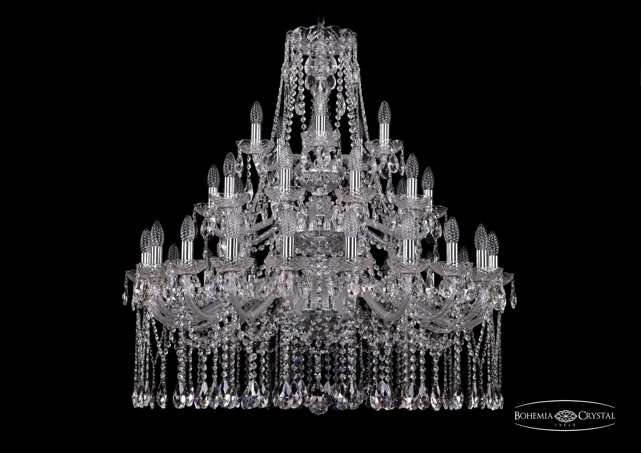 Подвесная хрустальная люстра 1413 Bohemia 1413/20+10+5/360/3d Ni