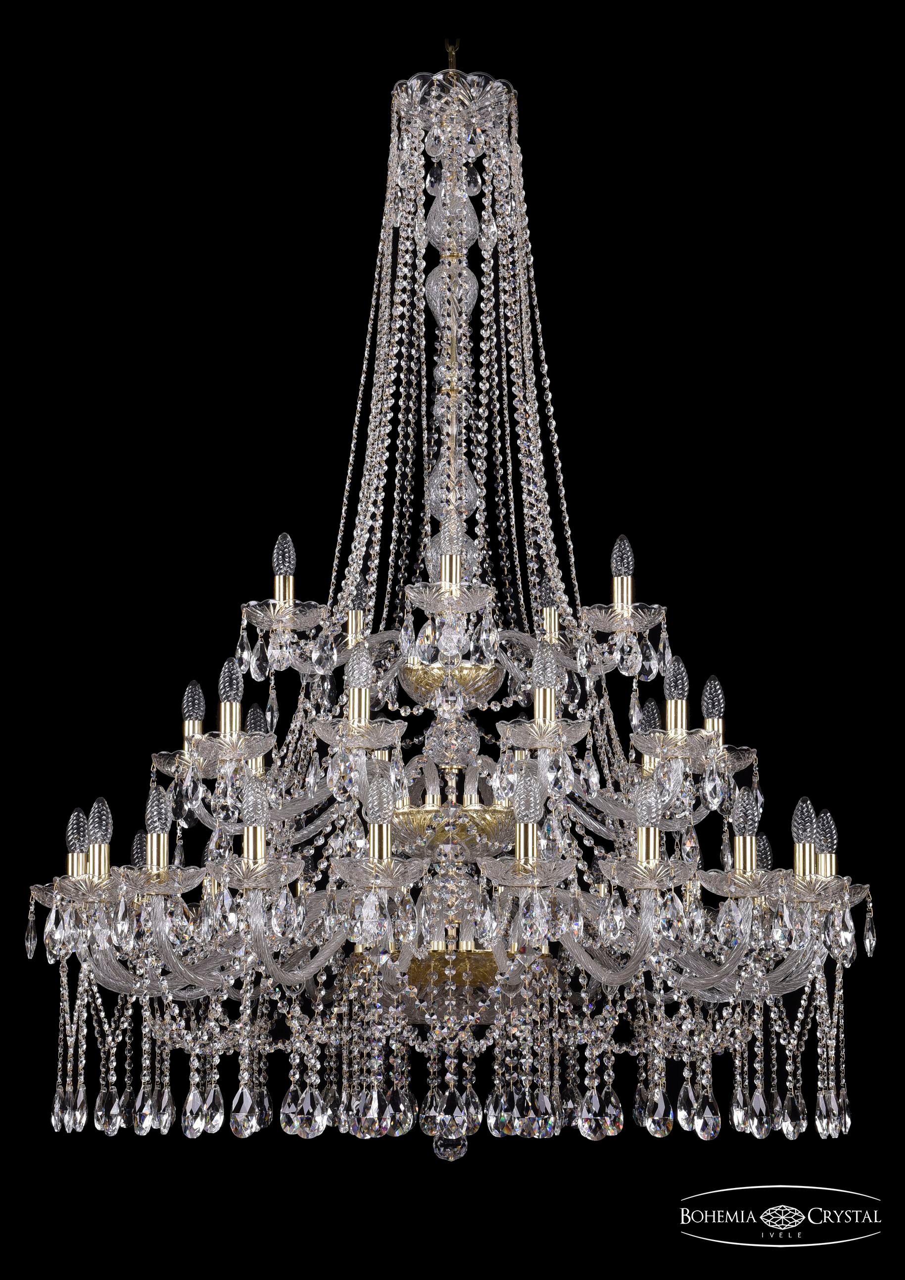 Подвесная хрустальная люстра 1413 Bohemia 1413/20+10+5/400/h-158/3d G