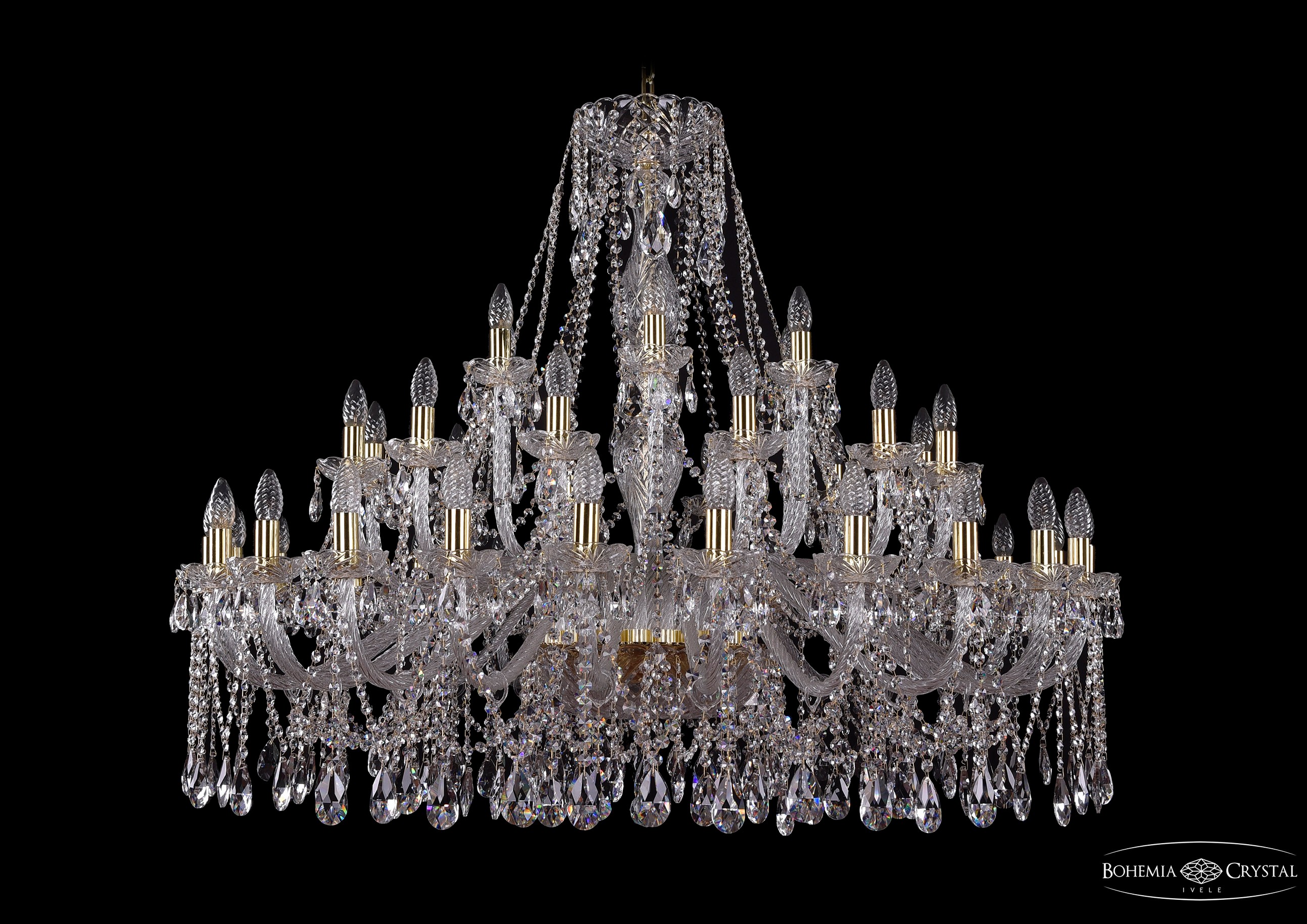 Подвесная хрустальная люстра 1413 Bohemia 1413/24+12+6/460 G