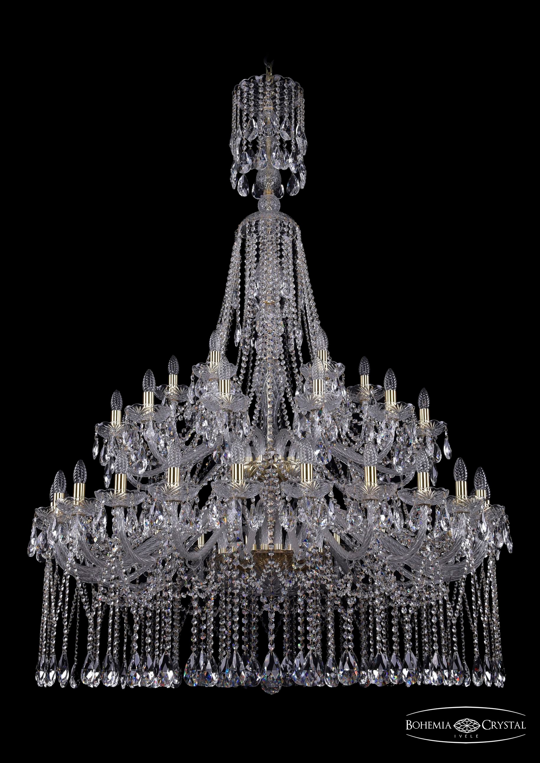 Подвесная хрустальная люстра 1413 Bohemia 1413/24+12+6/460/XL-186/2d G