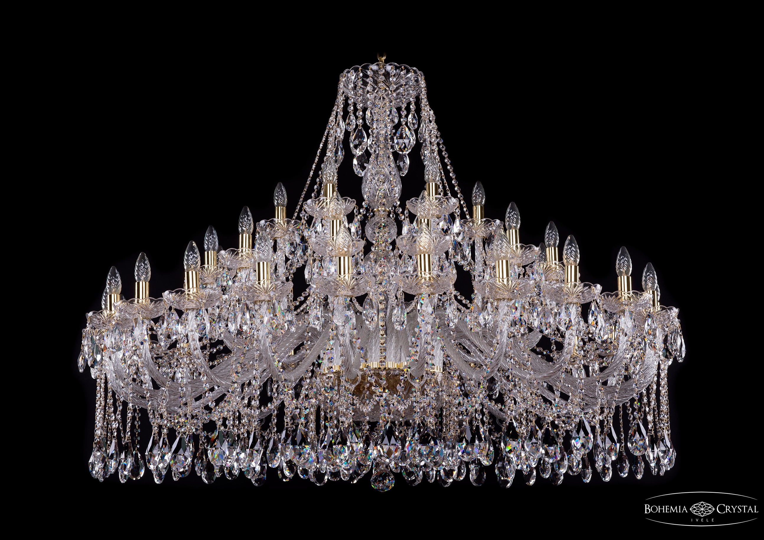 Подвесная хрустальная люстра 1413 Bohemia 1413/24+12+6/530 G