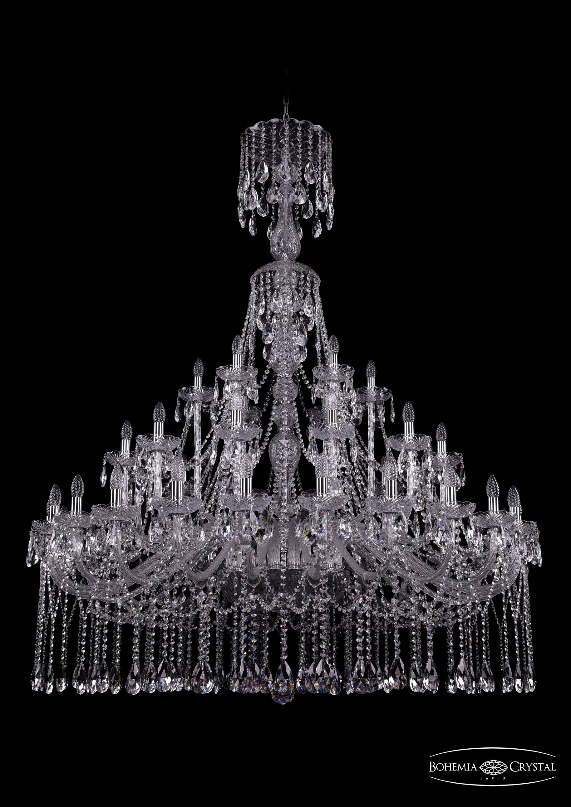 Подвесная хрустальная люстра 1413 Bohemia 1413/24+12+6/530/XL-176 Ni