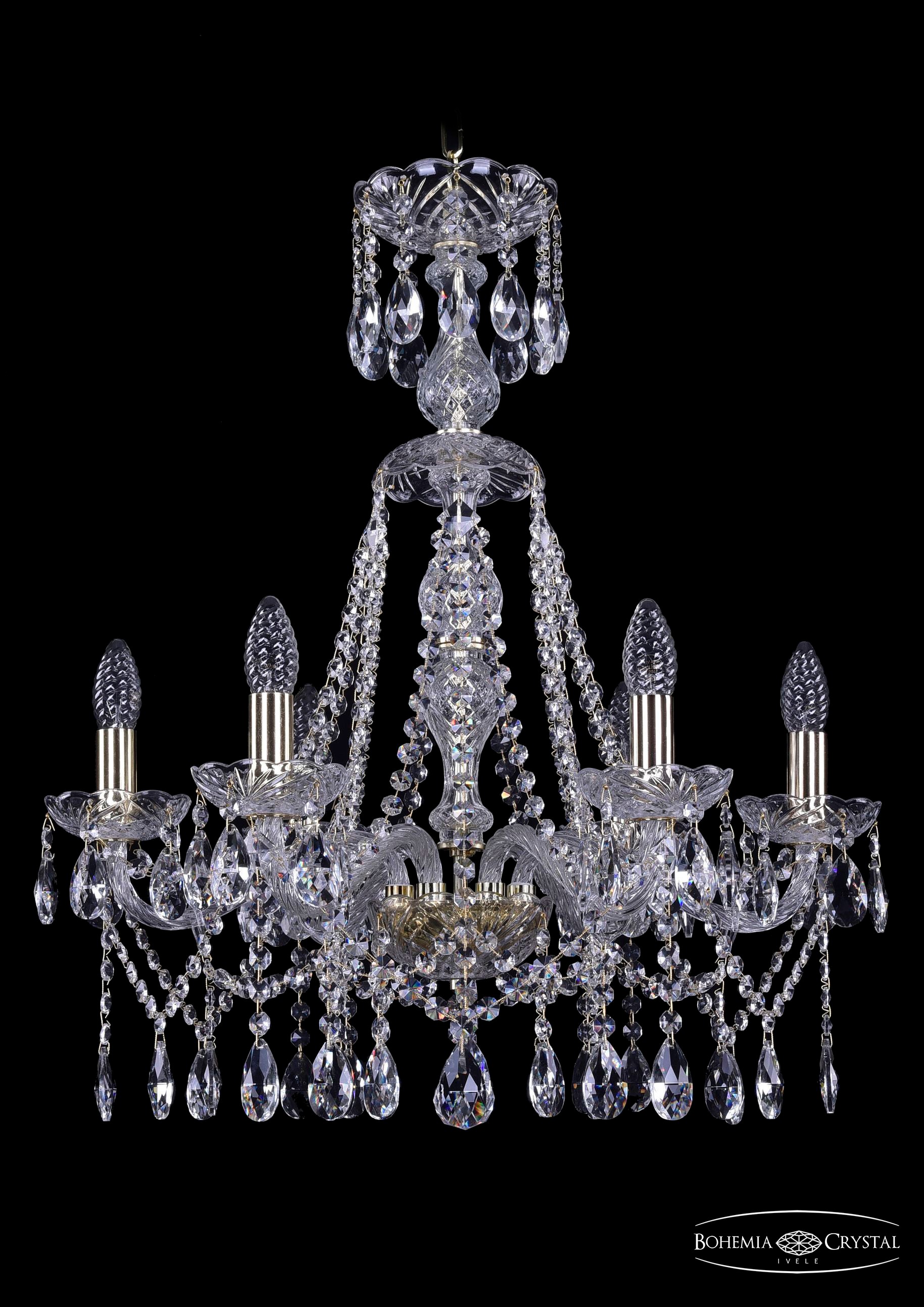 Подвесная хрустальная люстра 1413 Bohemia 1413/6/200/XL-66 G