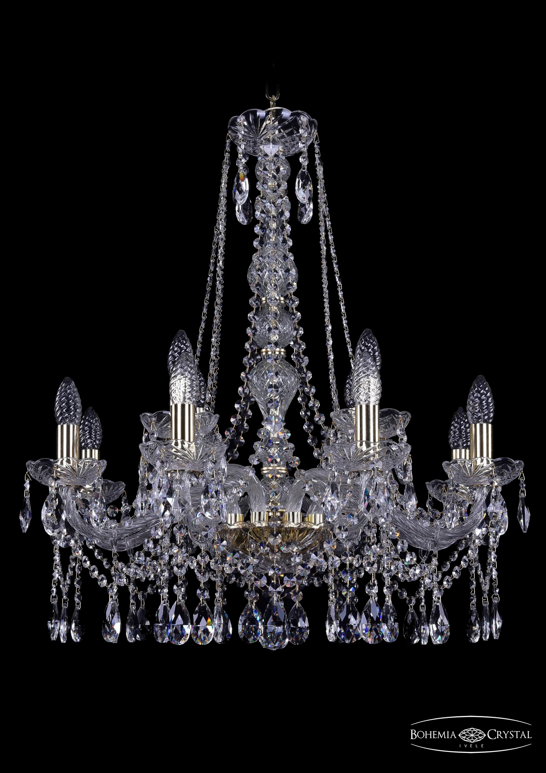 Подвесная хрустальная люстра 1413 Bohemia 1413/8+4/220/h-73 G