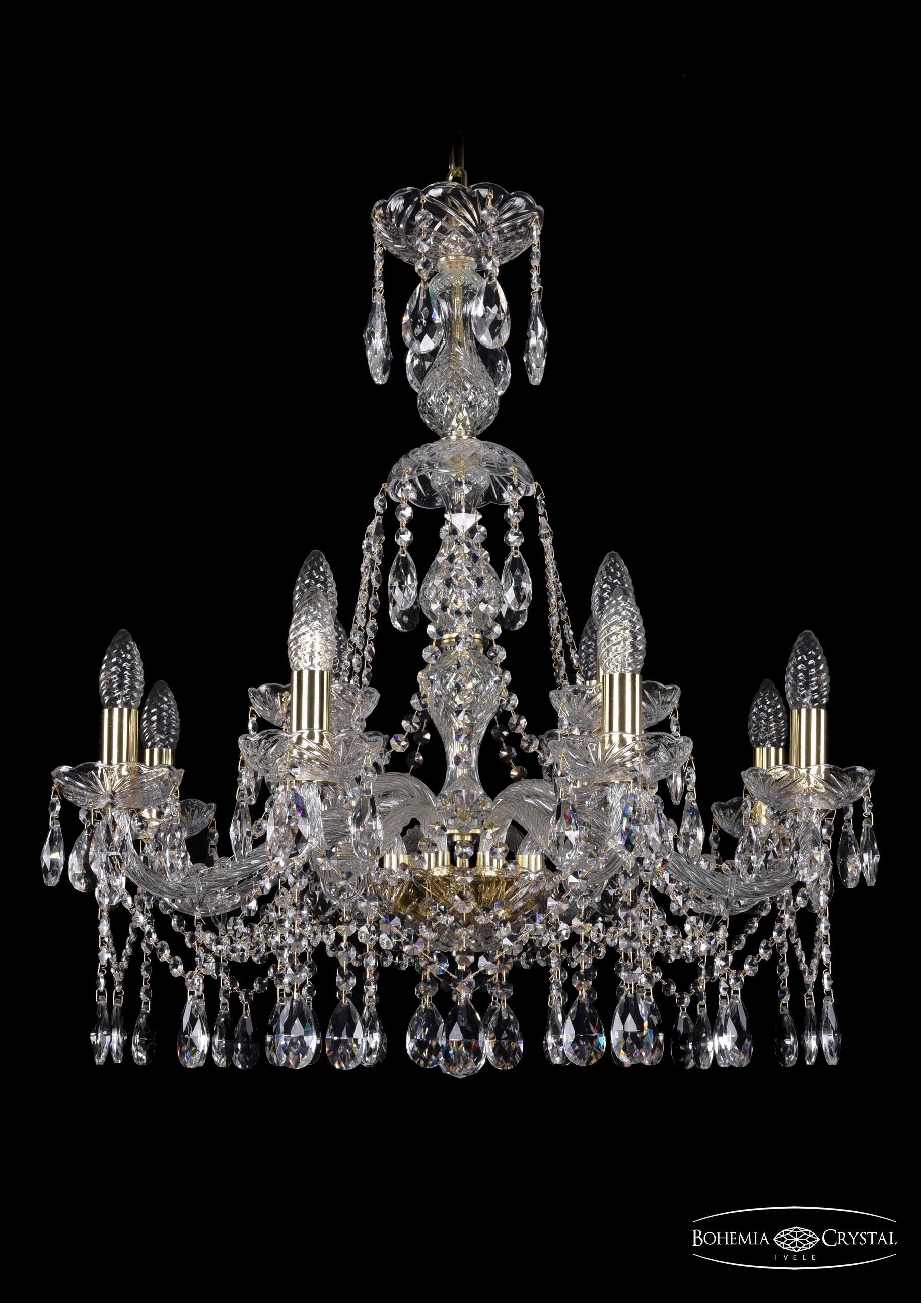 Подвесная хрустальная люстра 1413 Bohemia 1413/8+4/220/XL-73 G
