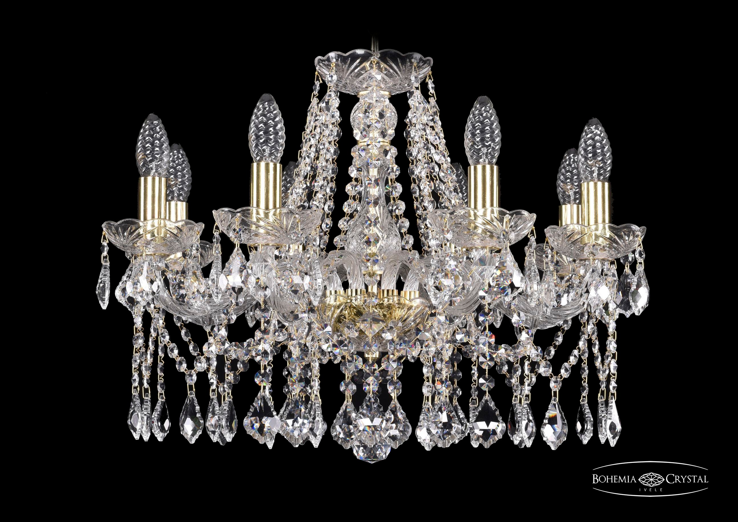 Подвесная хрустальная люстра 1413 Bohemia 1413/8/200 G Leafs