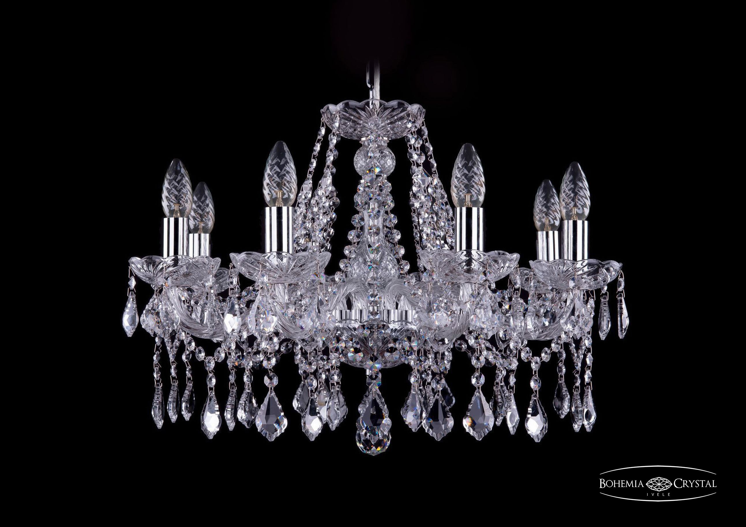 Подвесная хрустальная люстра 1413 Bohemia 1413/8/200 Ni Leafs