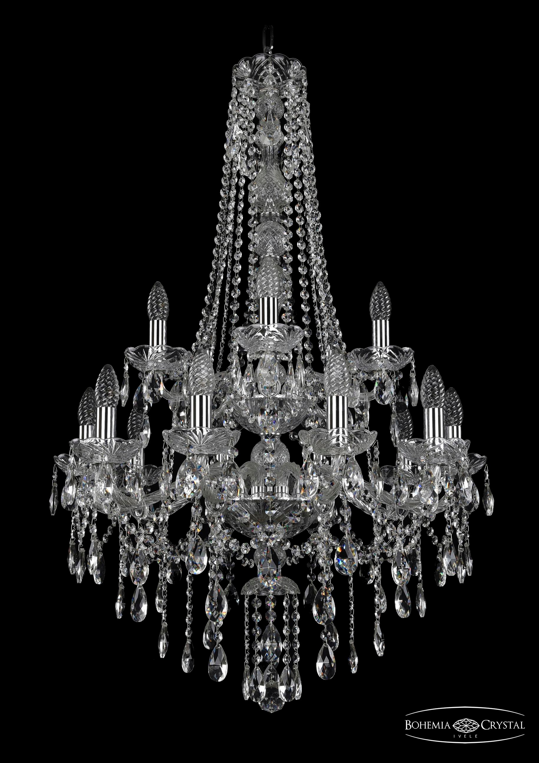 Подвесная хрустальная люстра 1415 Bohemia 1415/10+5/220/h-102/2d Ni