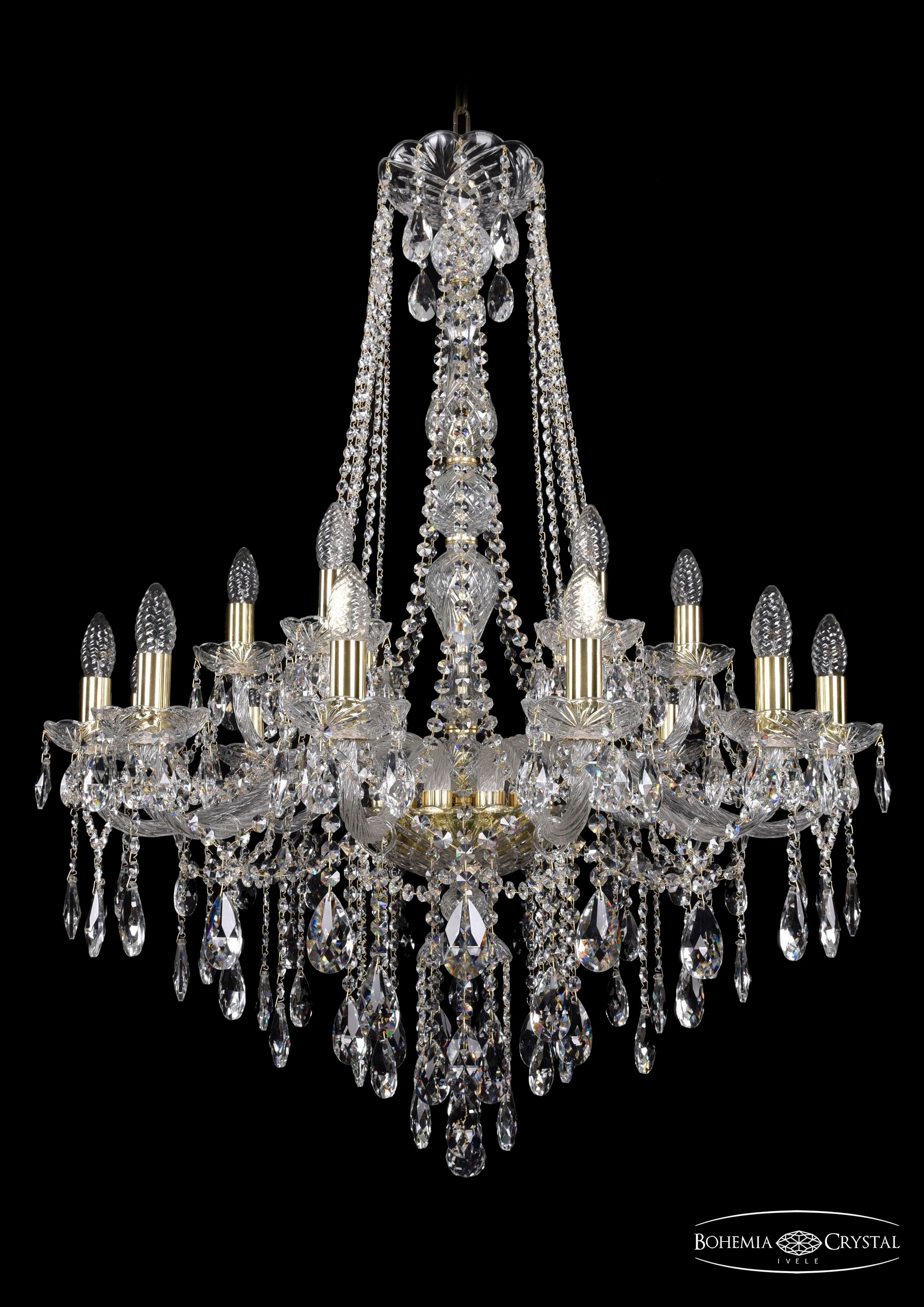 Подвесная хрустальная люстра 1415 Bohemia 1415/12+6/300/h-108 G