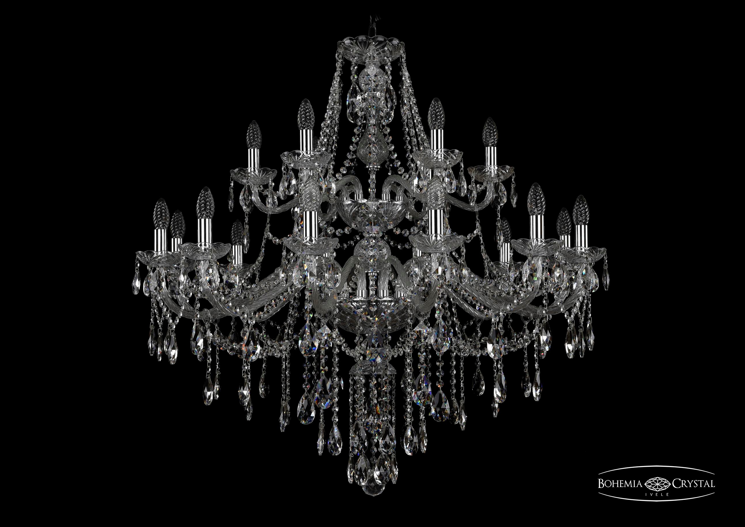Подвесная хрустальная люстра 1415 Bohemia 1415/12+6/360/2d Ni