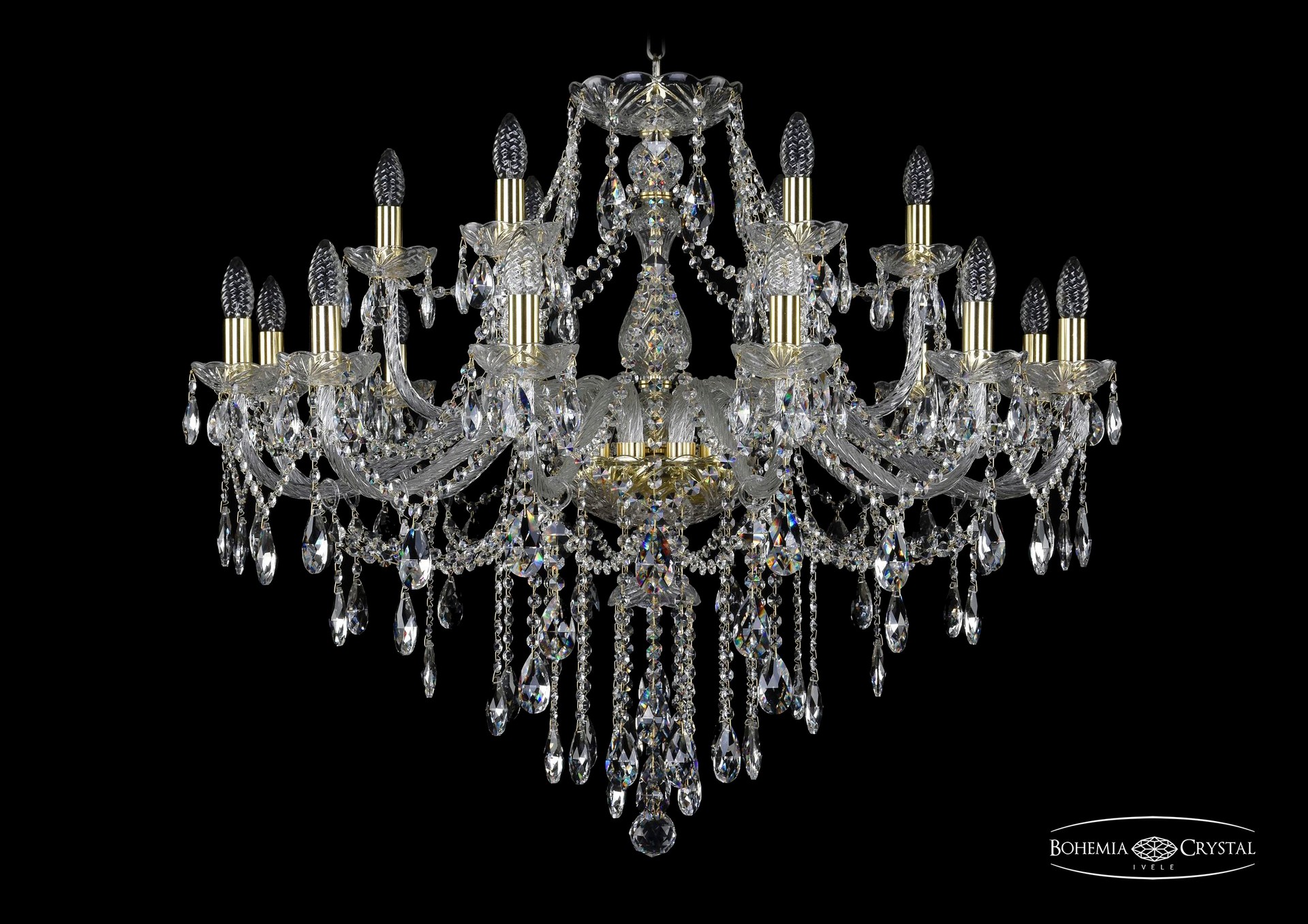 Подвесная хрустальная люстра 1415 Bohemia 1415/12+6/360 G