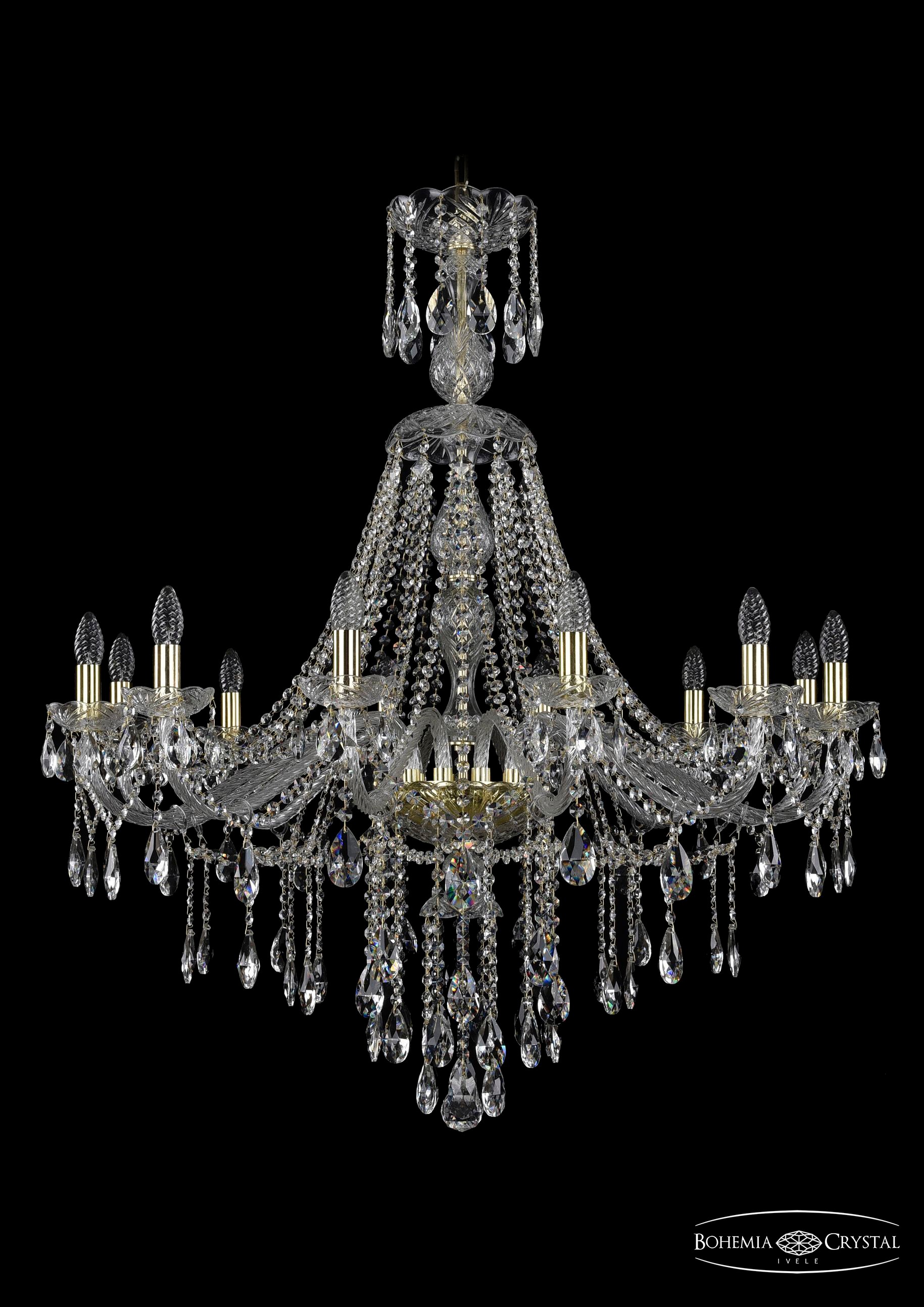 Подвесная хрустальная люстра 1415 Bohemia 1415/12/360/XL-113 G