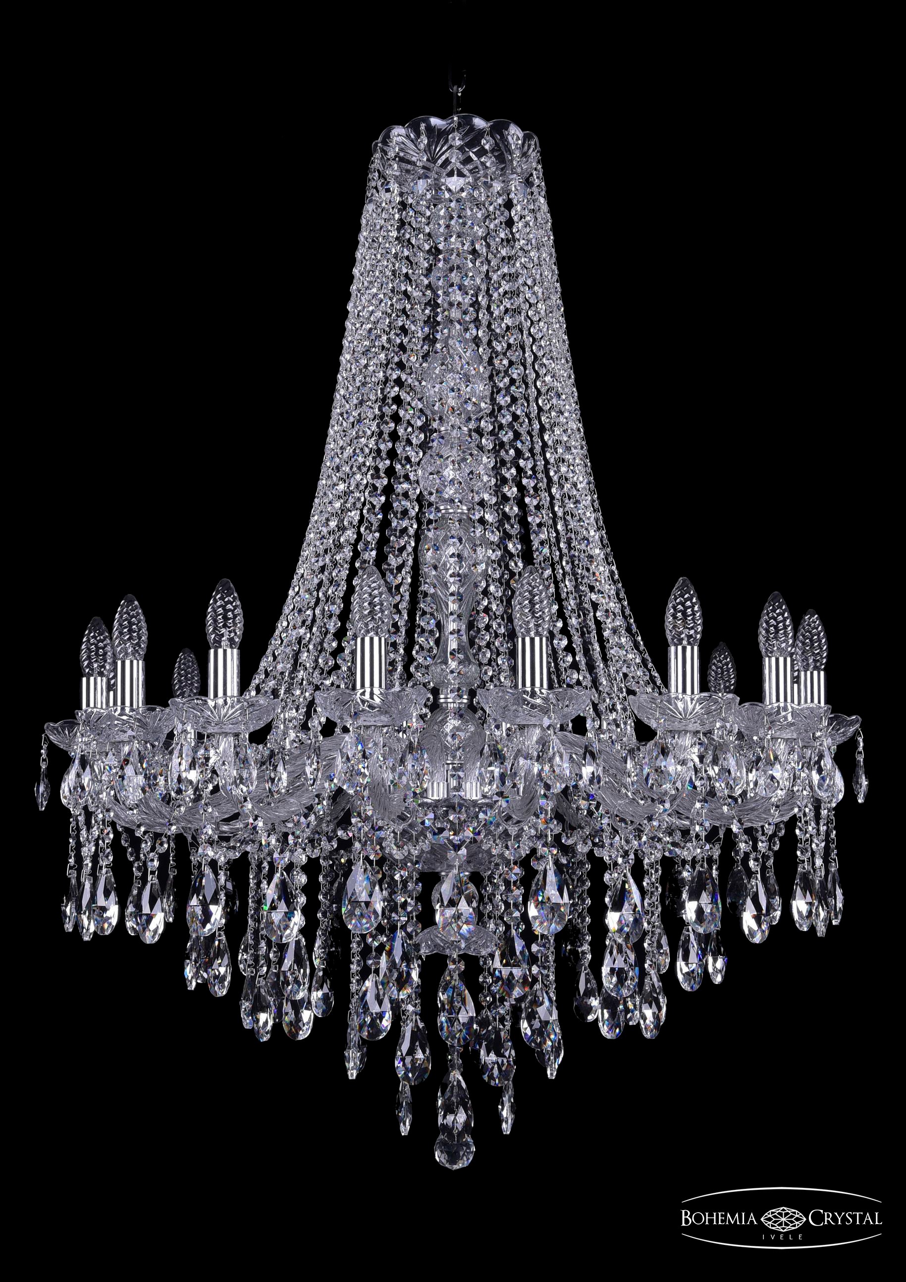 Подвесная хрустальная люстра 1415 Bohemia 1415/16/300/h-108 Ni