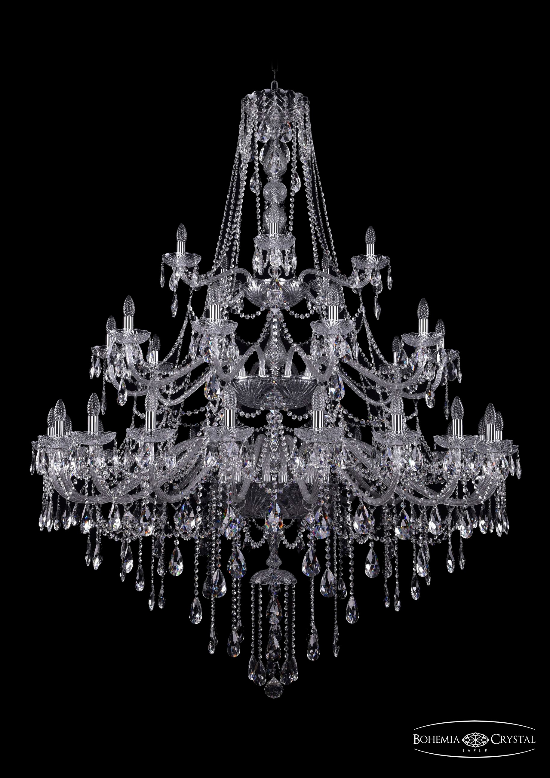 Подвесная хрустальная люстра 1415 Bohemia 1415/20+10+5/530/3d Ni