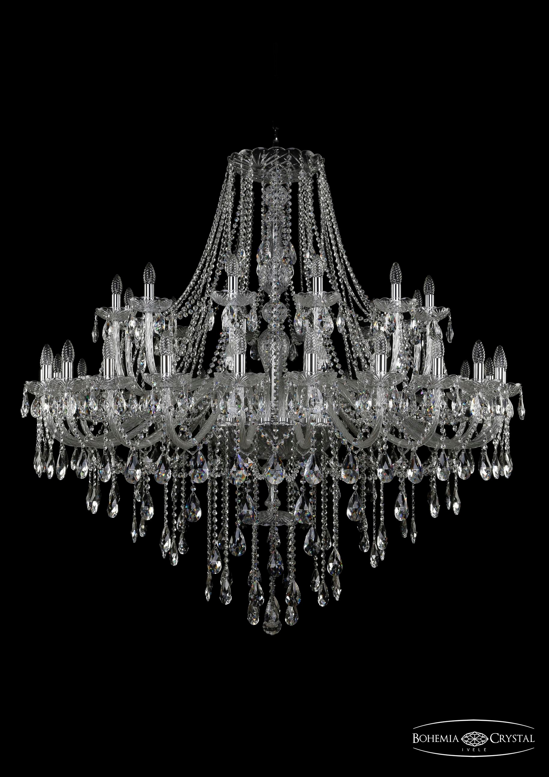 Подвесная хрустальная люстра 1415 Bohemia 1415/24+12/530 Ni