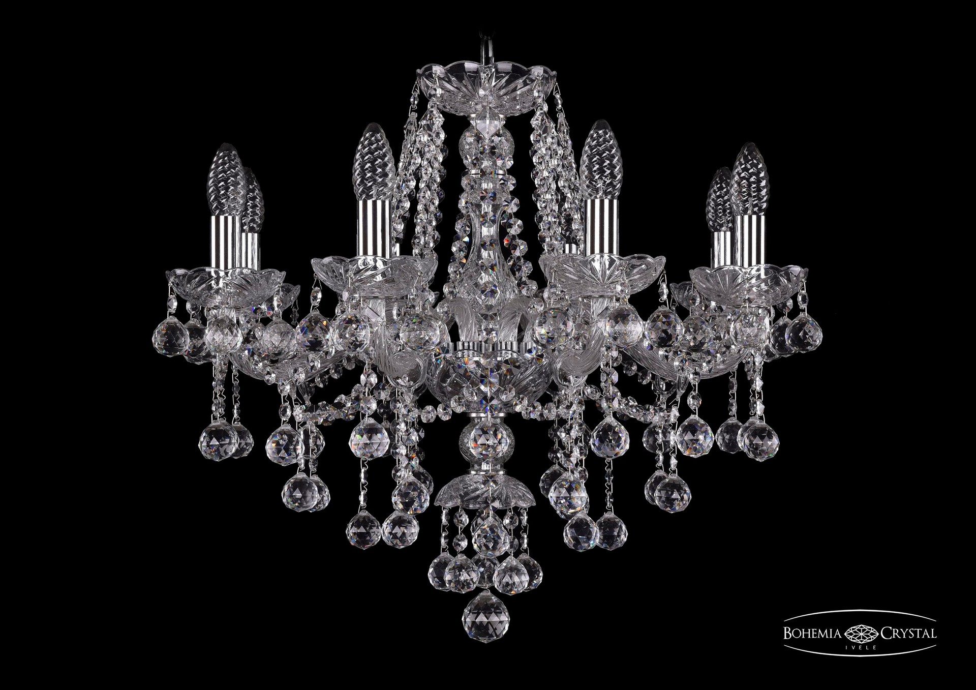 Подвесная хрустальная люстра 1415 Bohemia 1415/8/200 Ni Balls