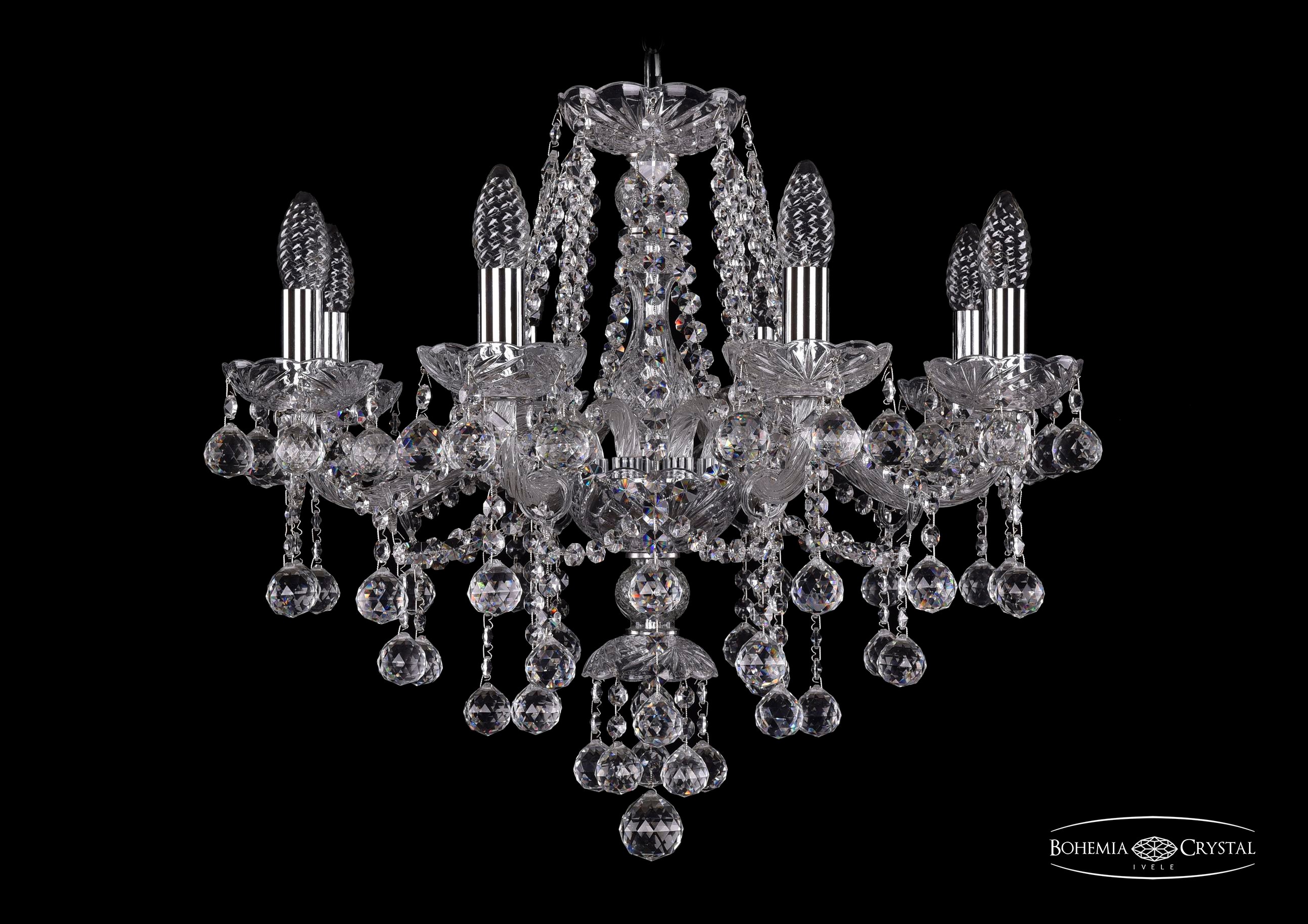 Подвесная хрустальная люстра 1415 Bohemia 1415/8/200 Ni Balls