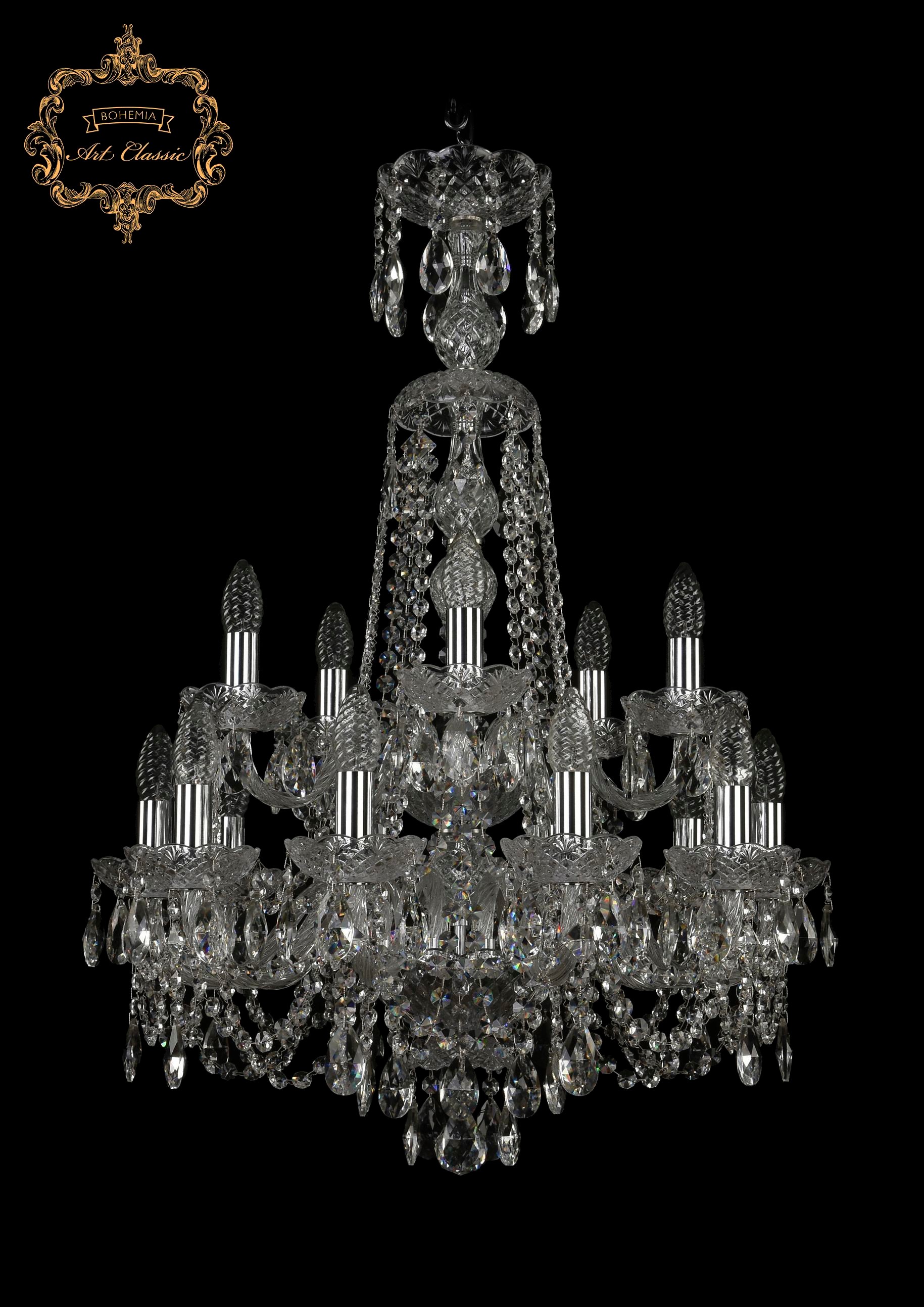 Подвесная хрустальная люстра 11.11 Art Classic 11.11.10+5.195.2d.XL-85.Cr.Sp
