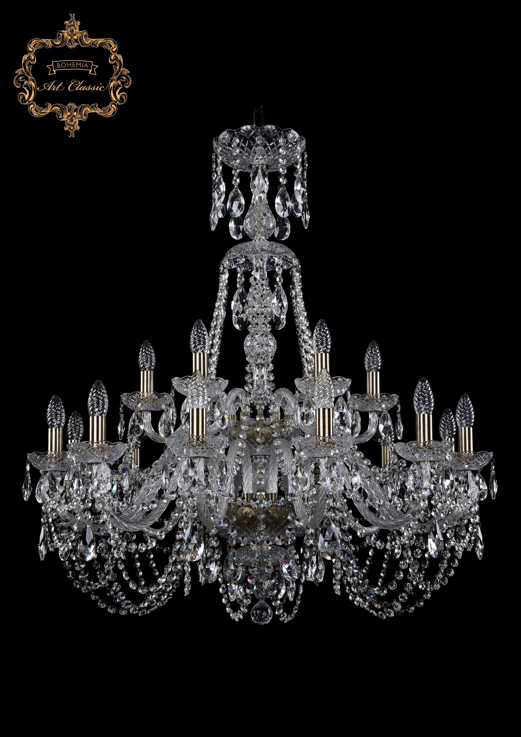 Подвесная хрустальная люстра 11.11 Art Classic 11.11.12+6.300.2d.XL-94.Br.Sp