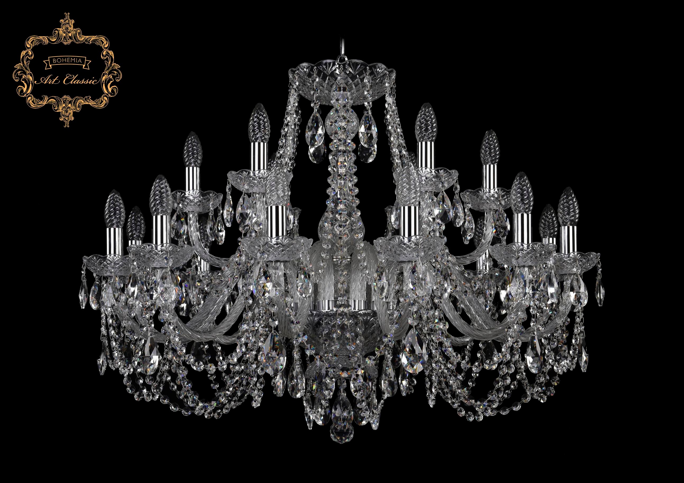 Подвесная хрустальная люстра 11.11 Art Classic 11.11.12+6.300.Cr.Sp