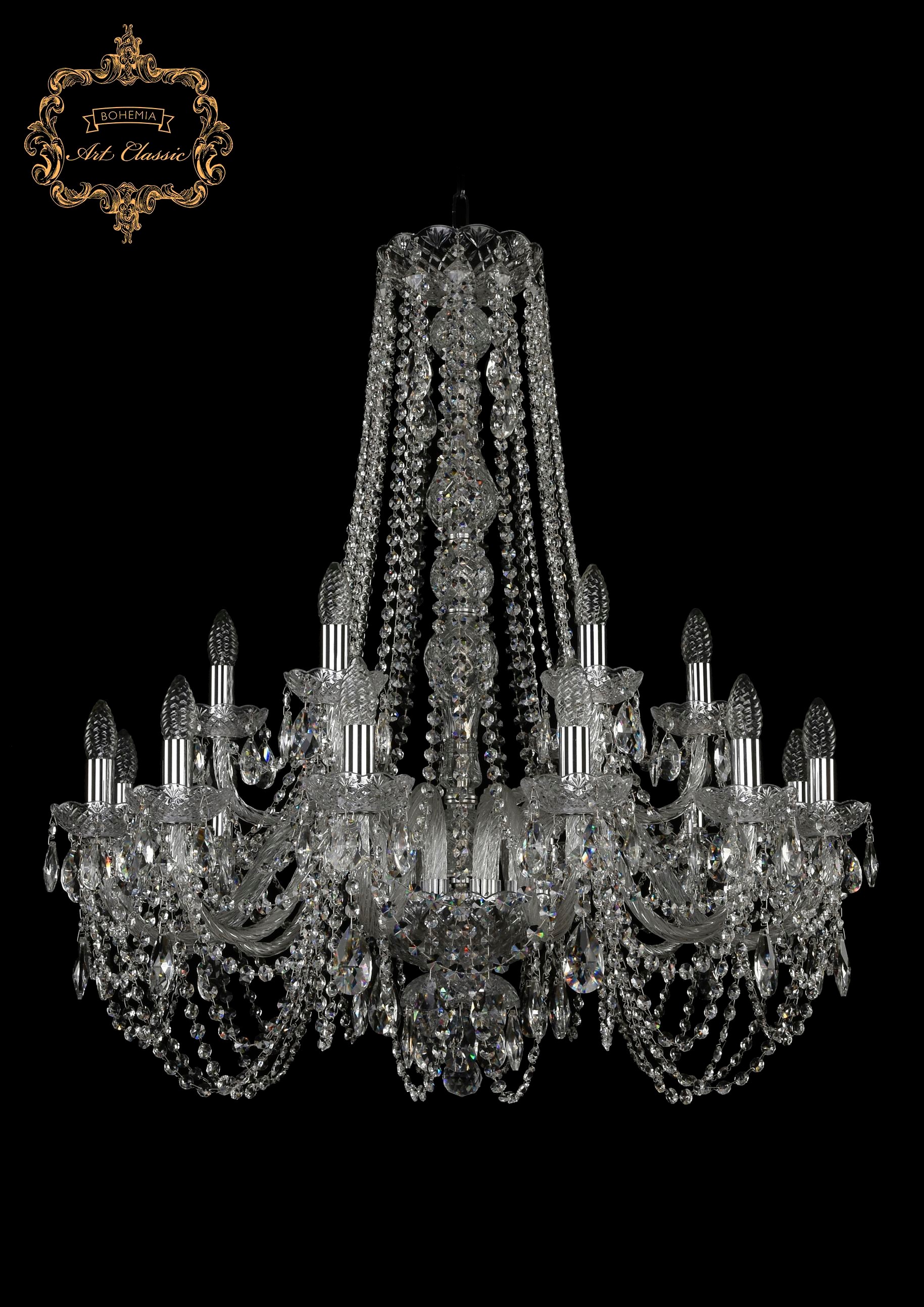 Подвесная хрустальная люстра 11.11 Art Classic 11.11.12+6.300.h-91.Cr.Sp