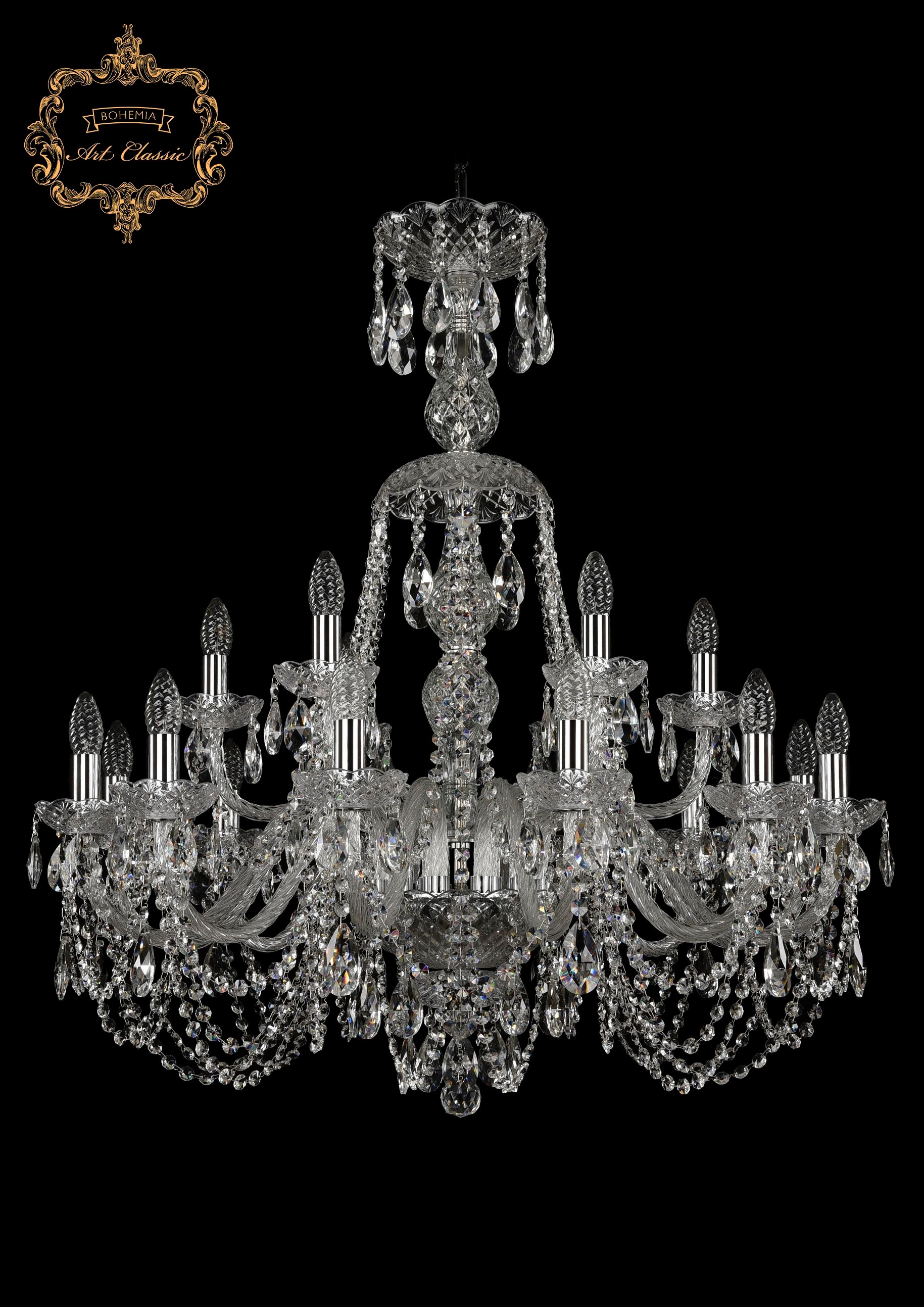 Подвесная хрустальная люстра 11.11 Art Classic 11.11.12+6.300.XL-94.Cr.Sp