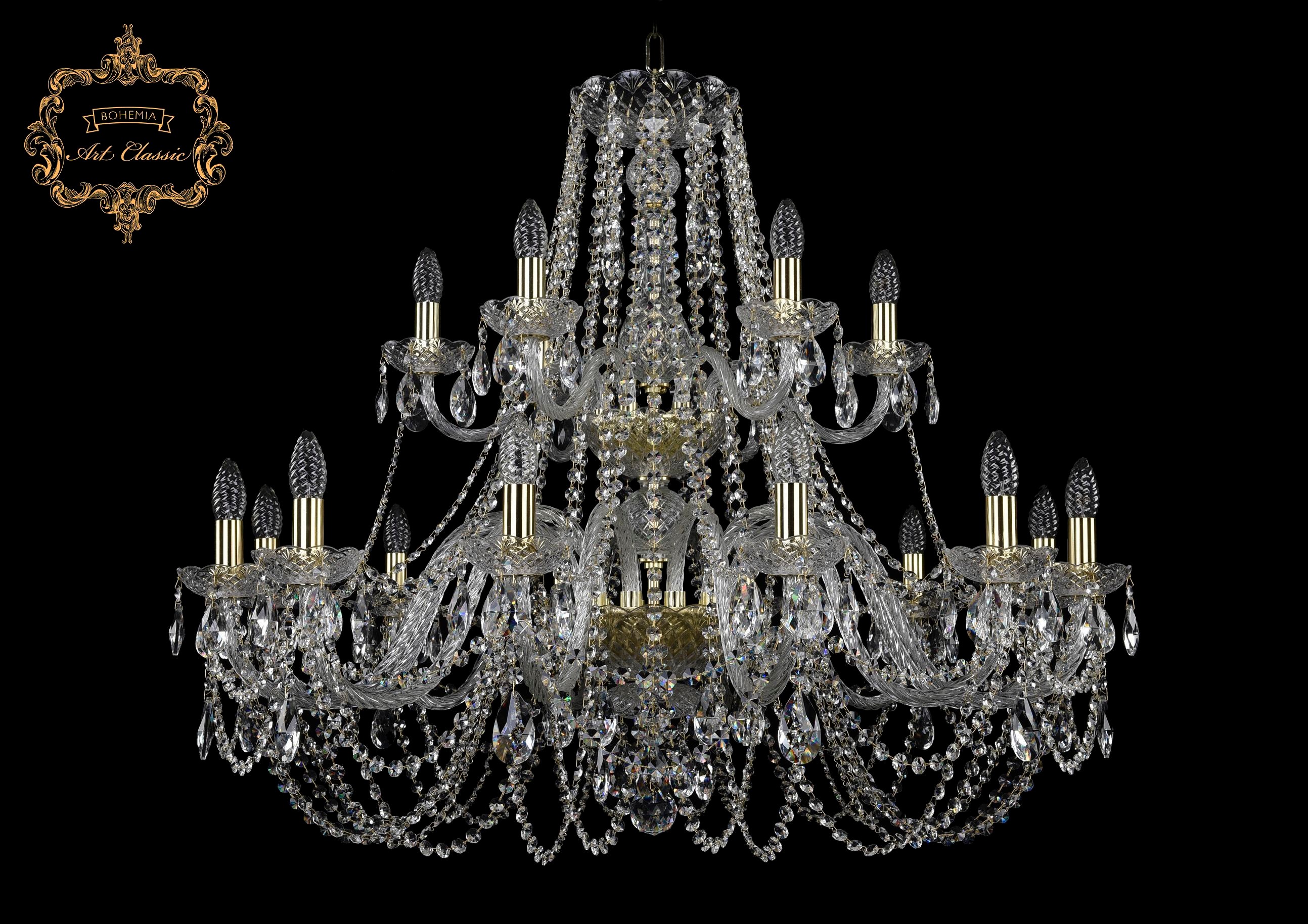 Подвесная хрустальная люстра 11.11 Art Classic 11.11.12+6.360.2d.Gd.Sp