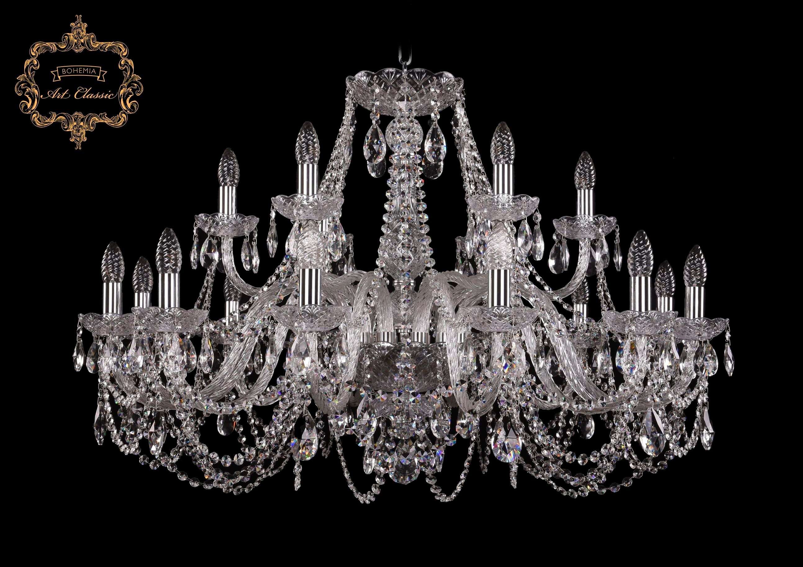 Подвесная хрустальная люстра 11.11 Art Classic 11.11.12+6.360.Cr.Sp