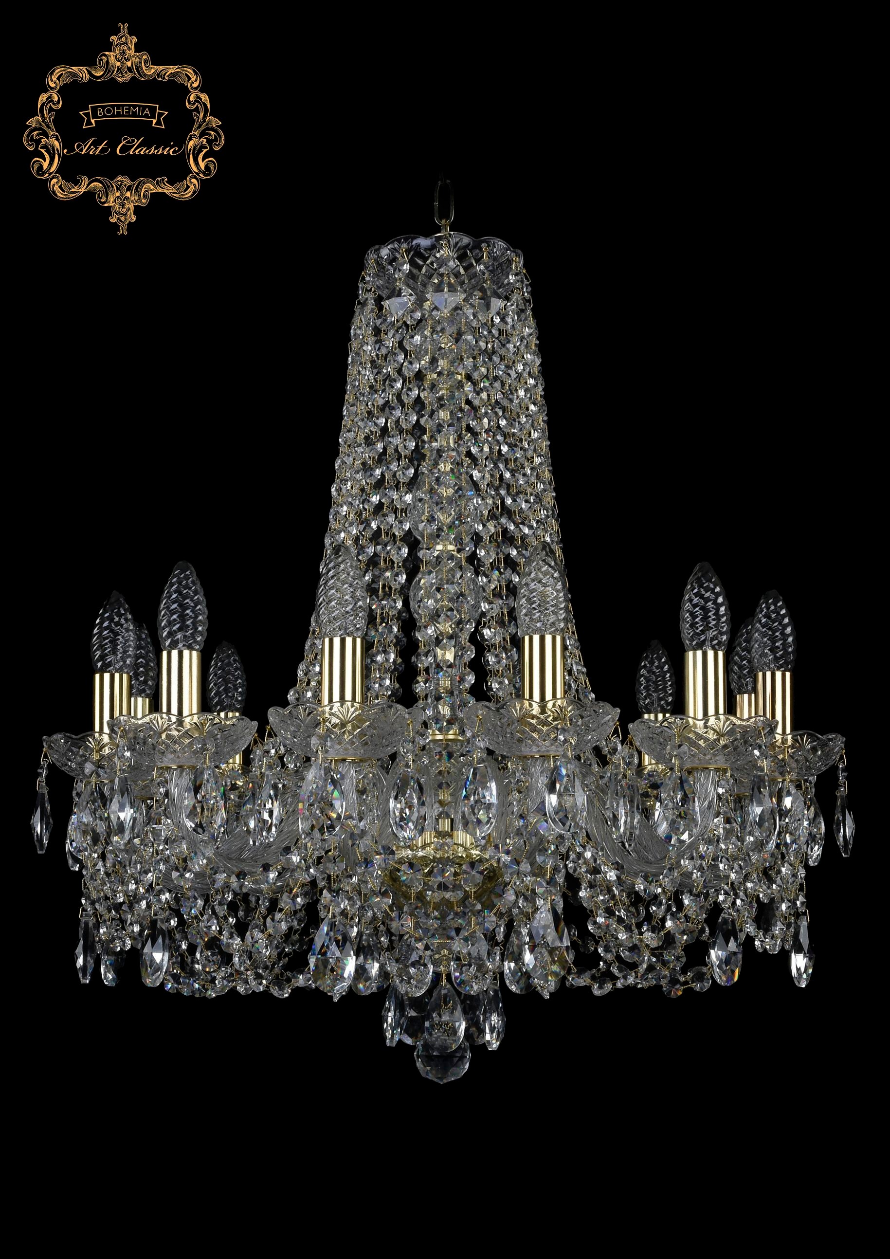 Подвесная хрустальная люстра 11.11 Art Classic 11.11.12.195.h-63.Gd.Sp