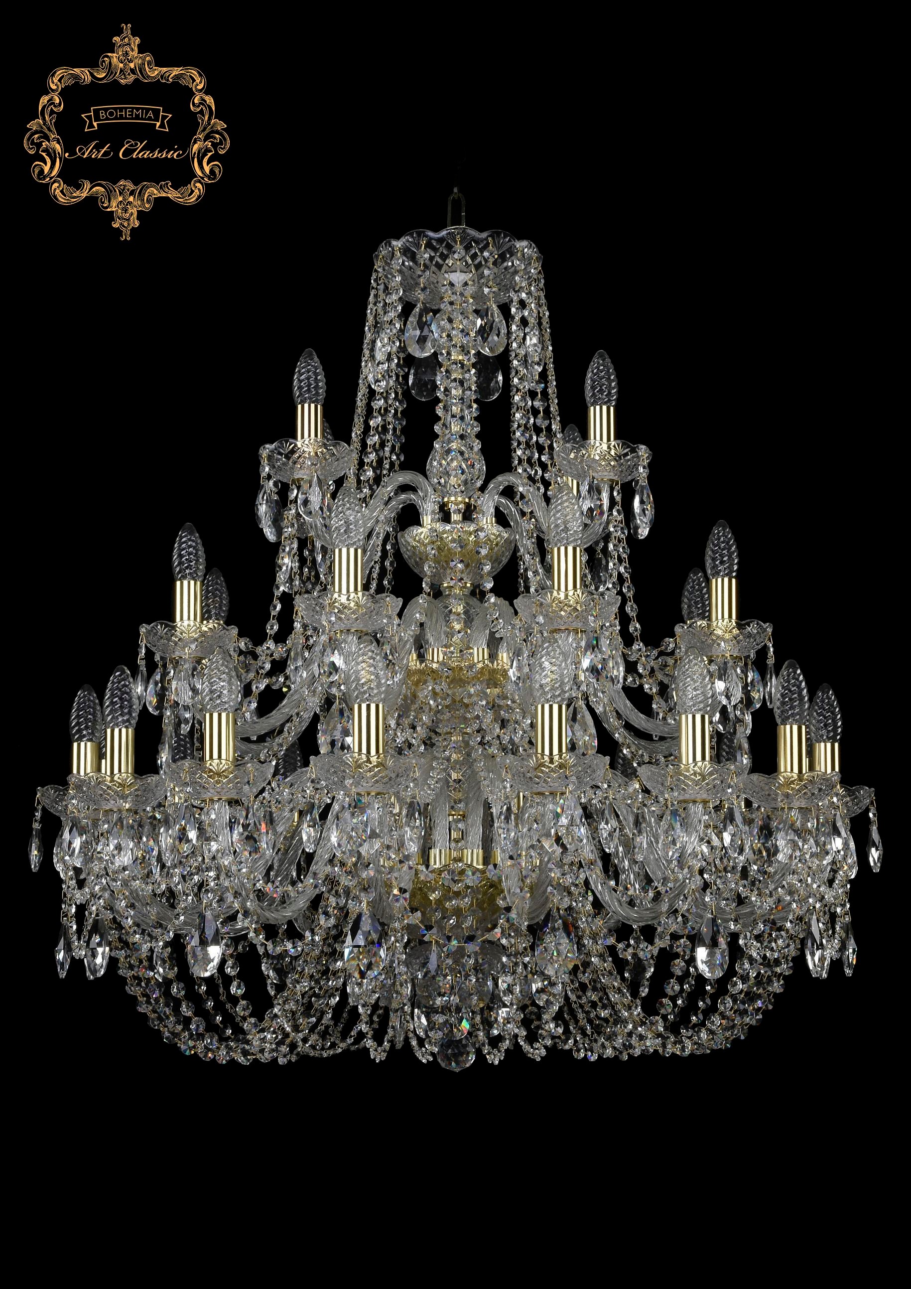 Подвесная хрустальная люстра 11.11 Art Classic 11.11.16+8+4.300.3d.Gd.Sp