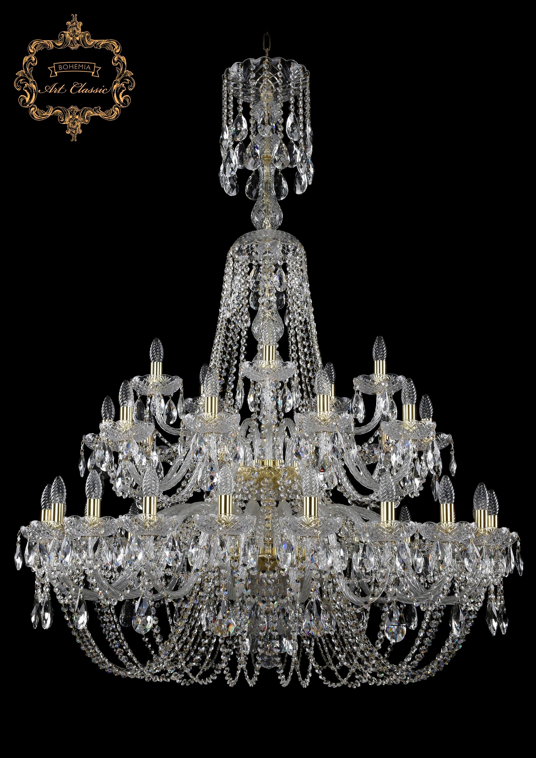 Подвесная хрустальная люстра 11.11 Art Classic 11.11.20+10+5.400.2d.XL-153.Gd.Sp