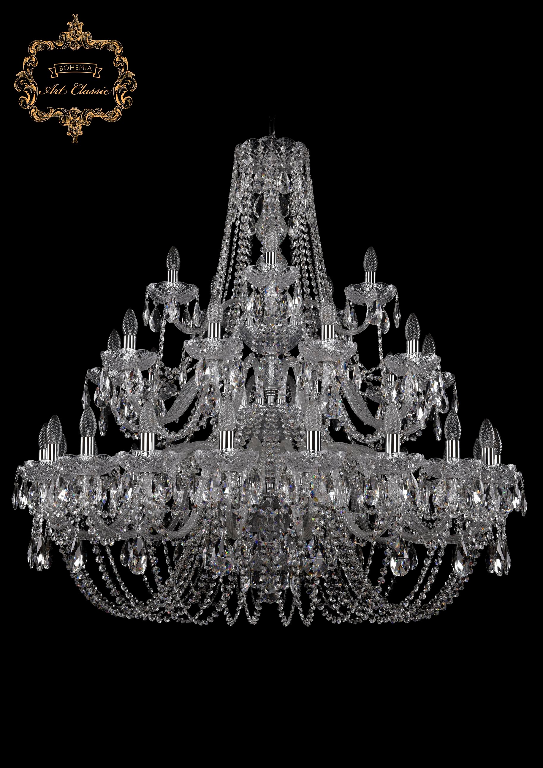 Подвесная хрустальная люстра 11.11 Art Classic 11.11.20+10+5.400.3d.Cr.Sp