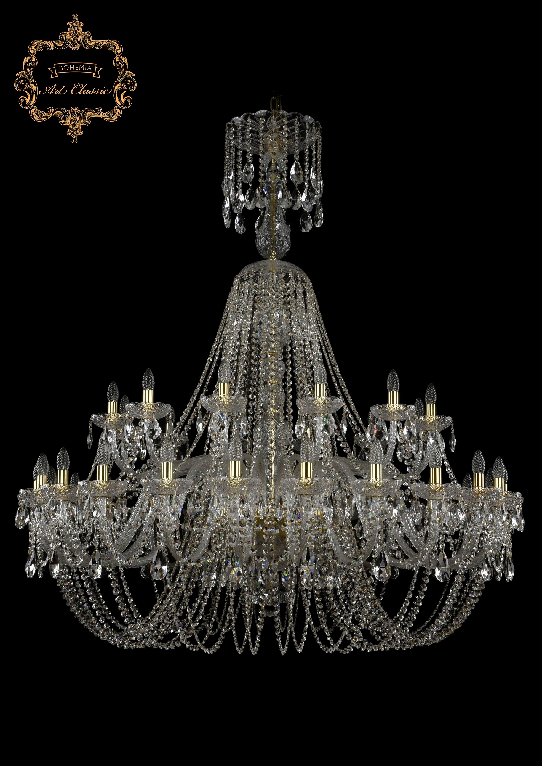 Подвесная хрустальная люстра 11.11 Art Classic 11.11.24+12.530.XL-165.Gd.Sp