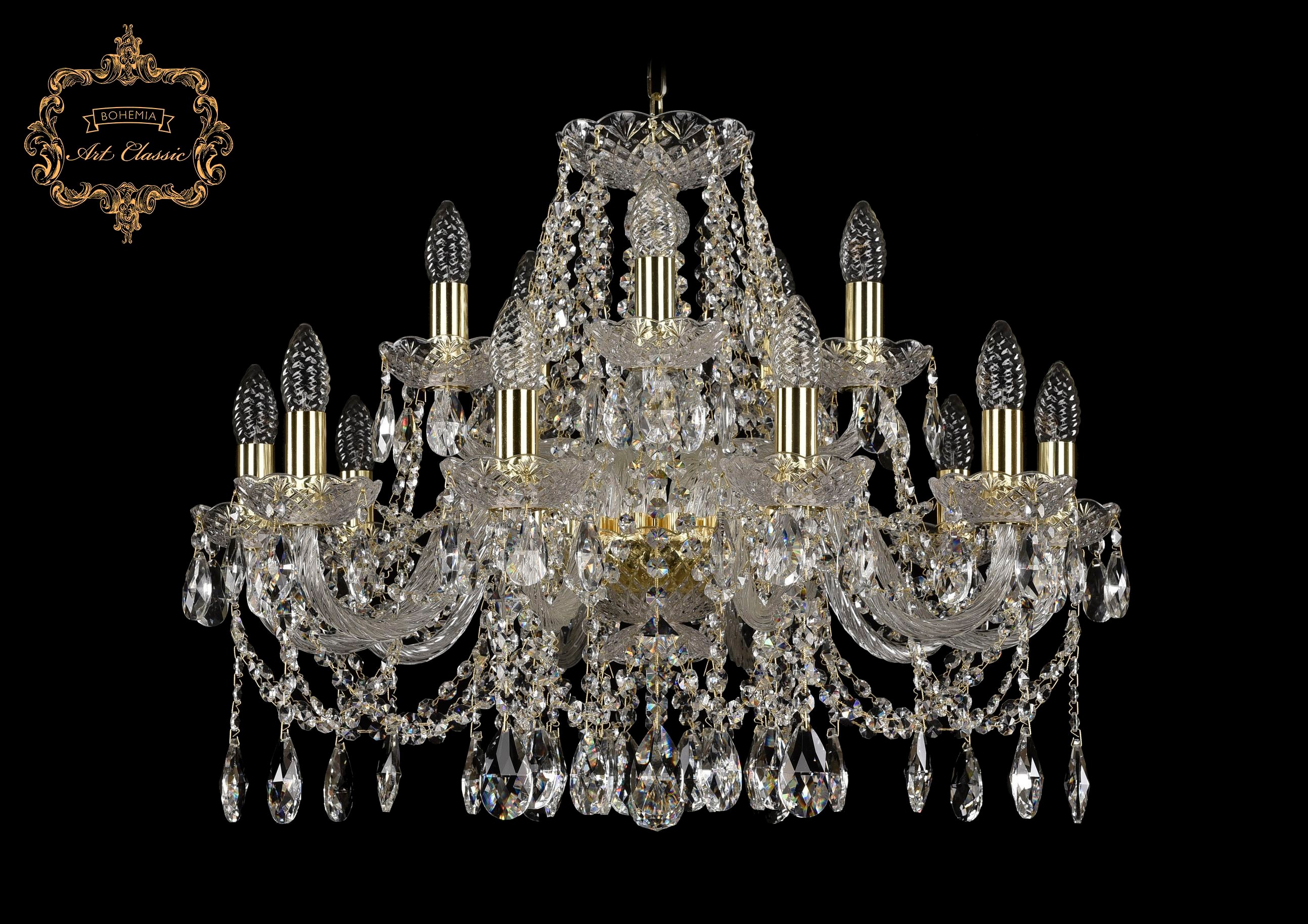 Подвесная хрустальная люстра 11.12 Art Classic 11.12.10+5.240.Gd.Sp