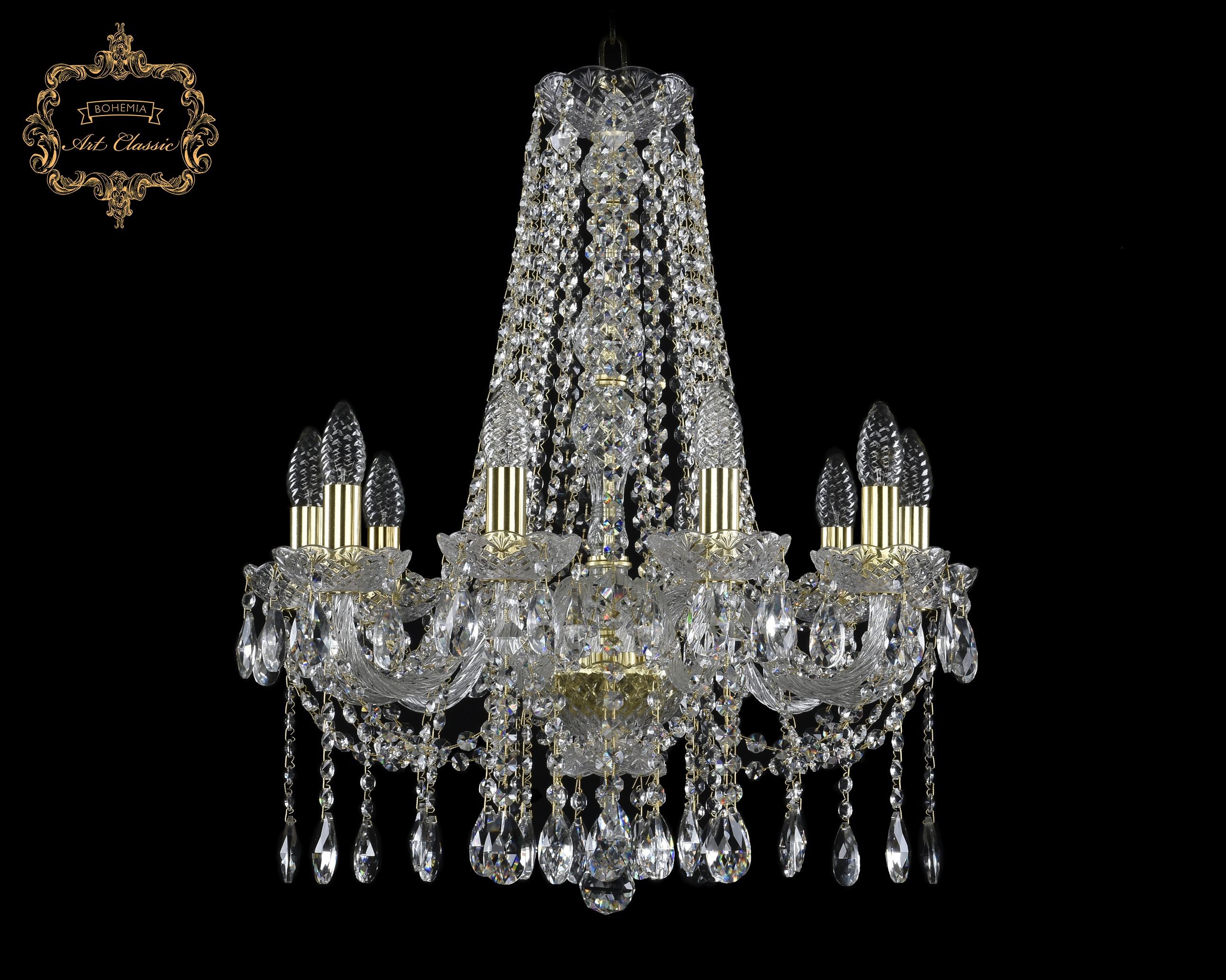 Подвесная хрустальная люстра 11.12 Art Classic 11.12.10.195.h-63.Gd.Sp