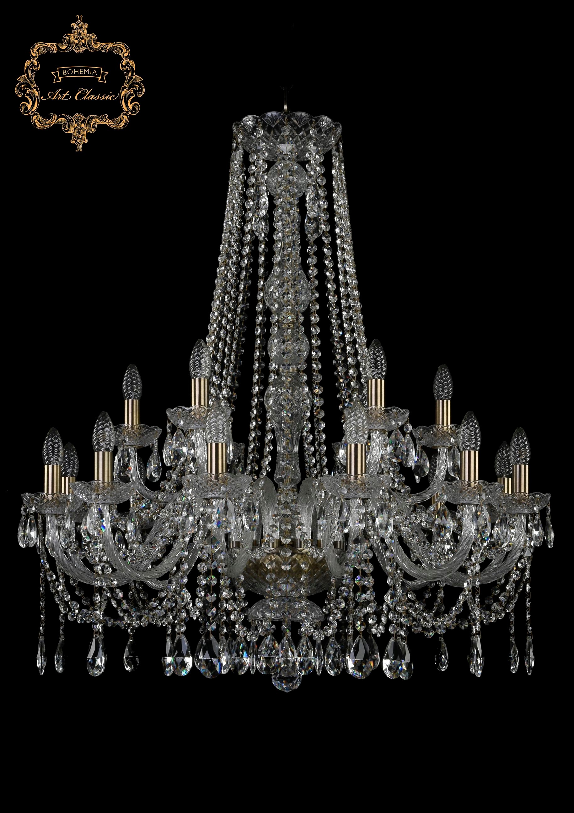Подвесная хрустальная люстра 11.12 Art Classic 11.12.12+6.300.h-94.Br.Sp