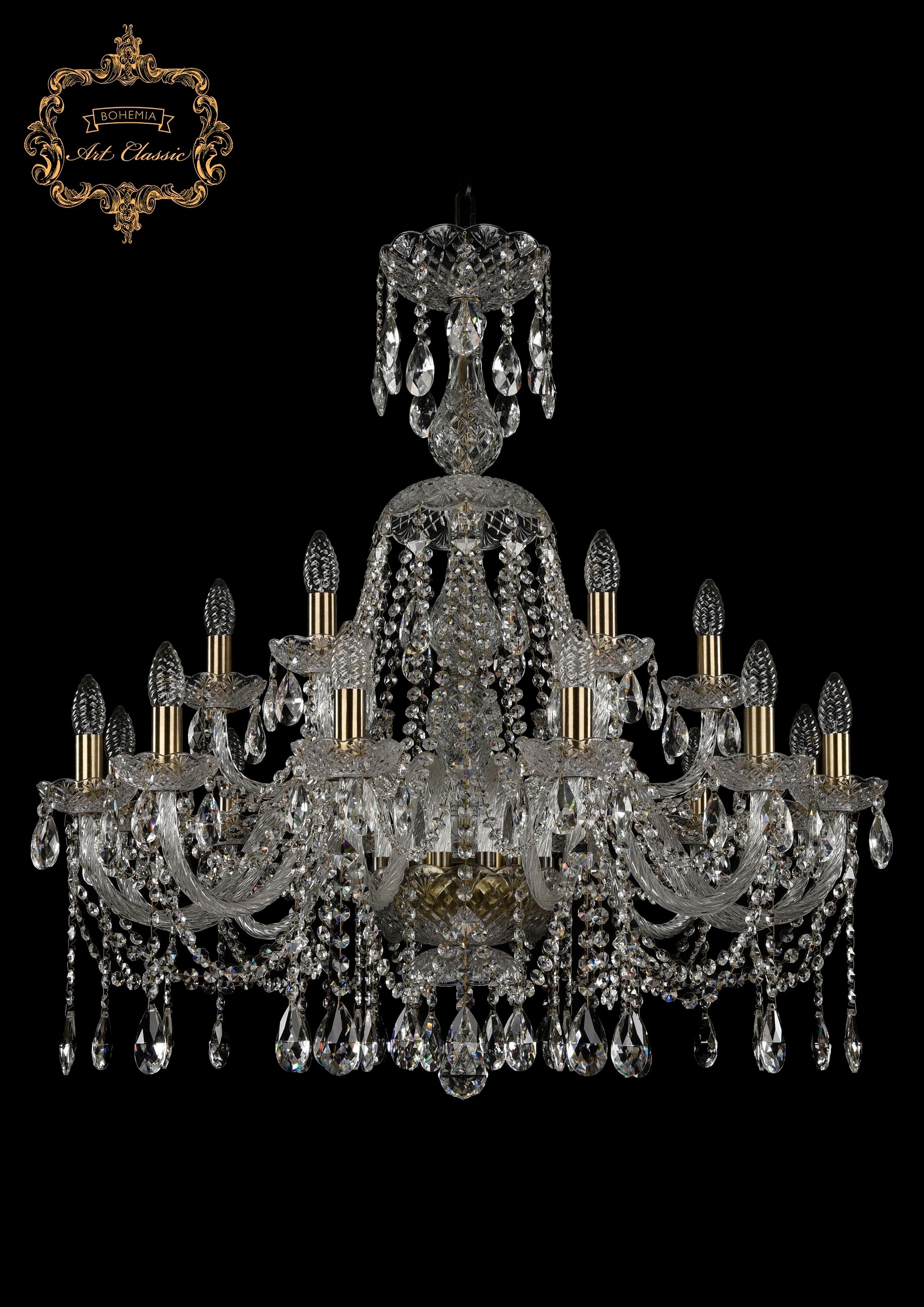 Подвесная хрустальная люстра 11.12 Art Classic 11.12.12+6.300.XL-90.Br.Sp