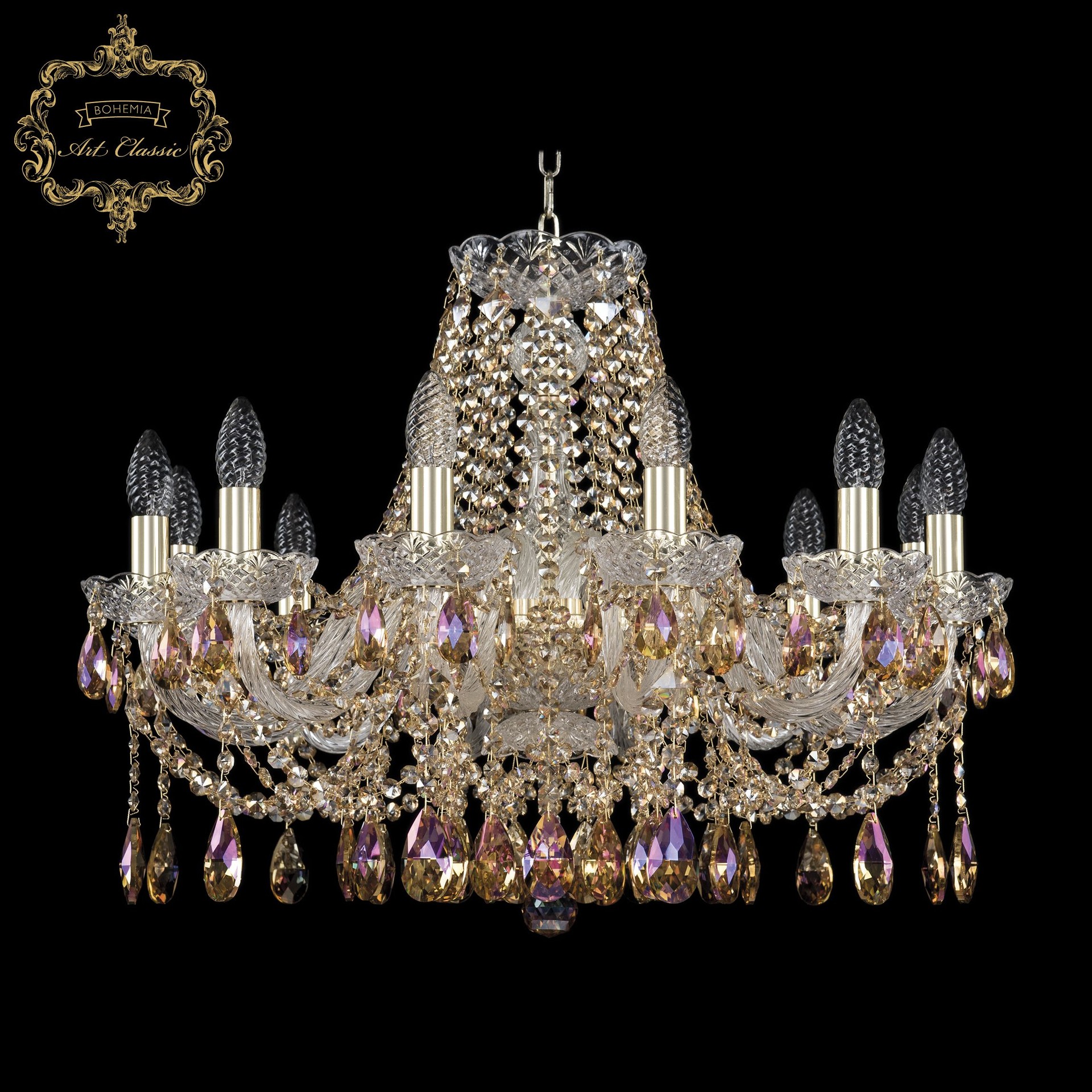 Подвесная хрустальная люстра 11.12 Art Classic 11.12.12.240.Gd.Sp.R777