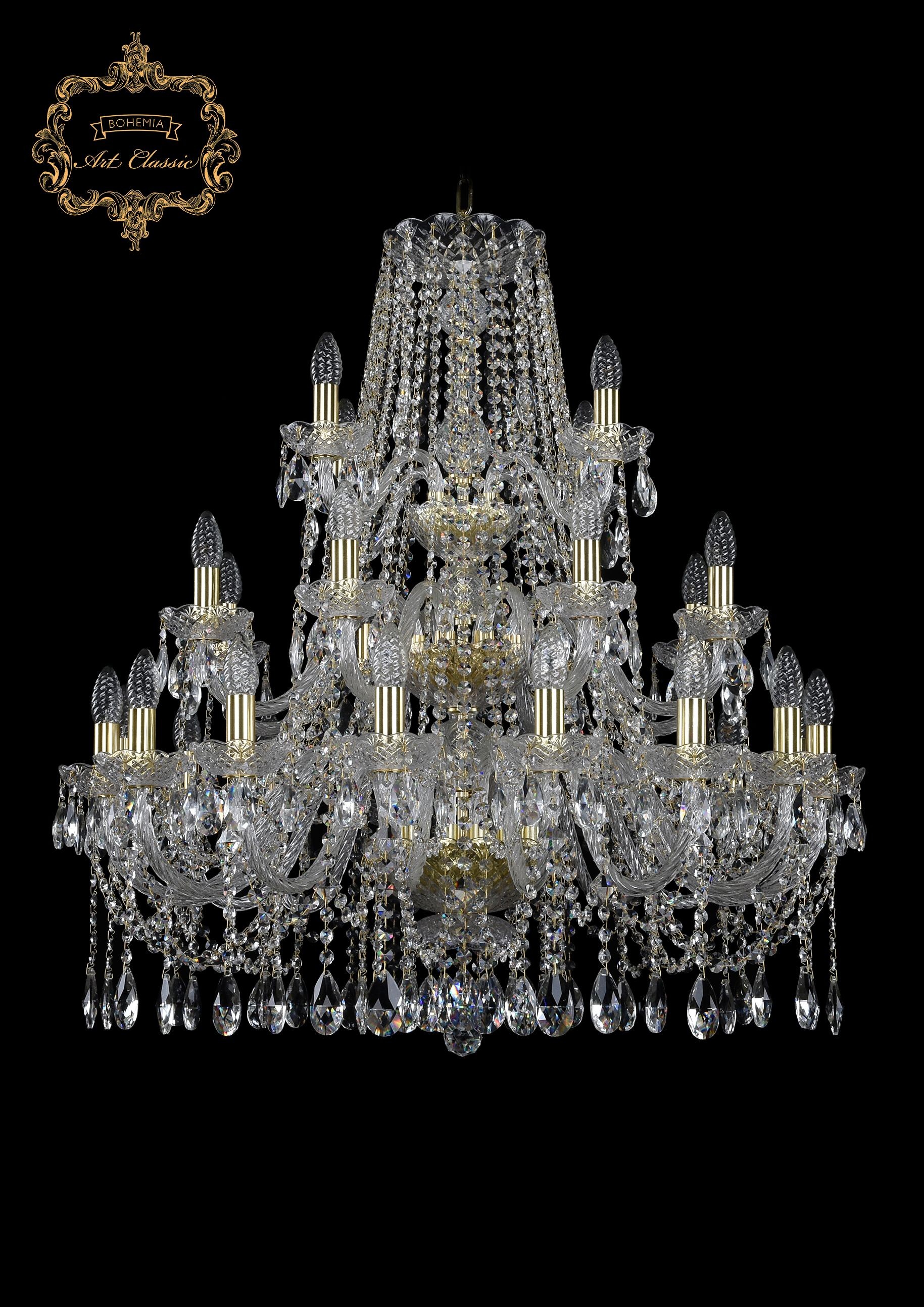 Подвесная хрустальная люстра 11.12 Art Classic 11.12.16+8+4.300.3d.Gd.Sp