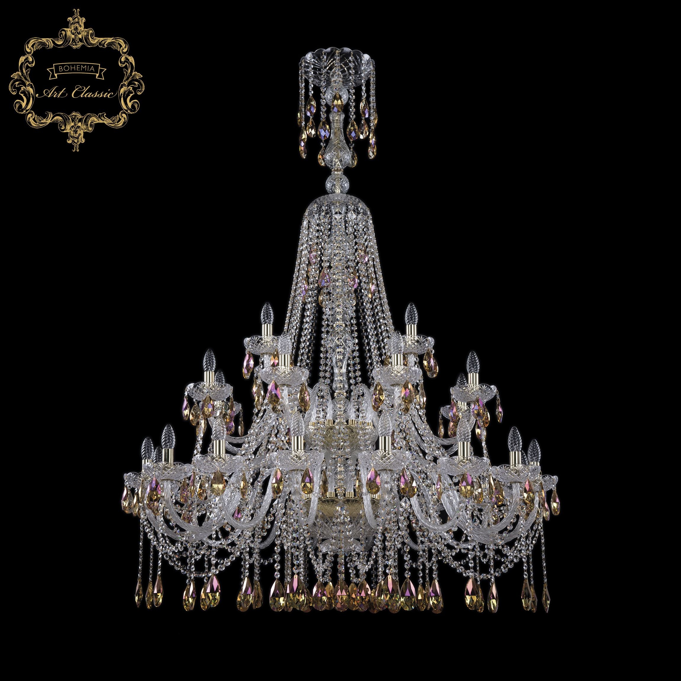 Подвесная хрустальная люстра 11.12 Art Classic 11.12.16+8+4.400.XL-156.2d.Gd.Sp.K777
