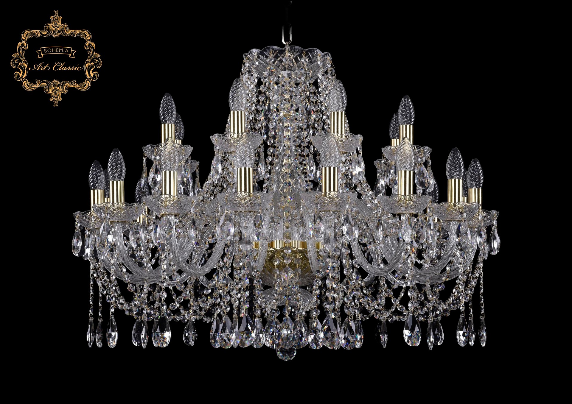Подвесная хрустальная люстра 11.12 Art Classic 11.12.16+8.300.Gd.Sp