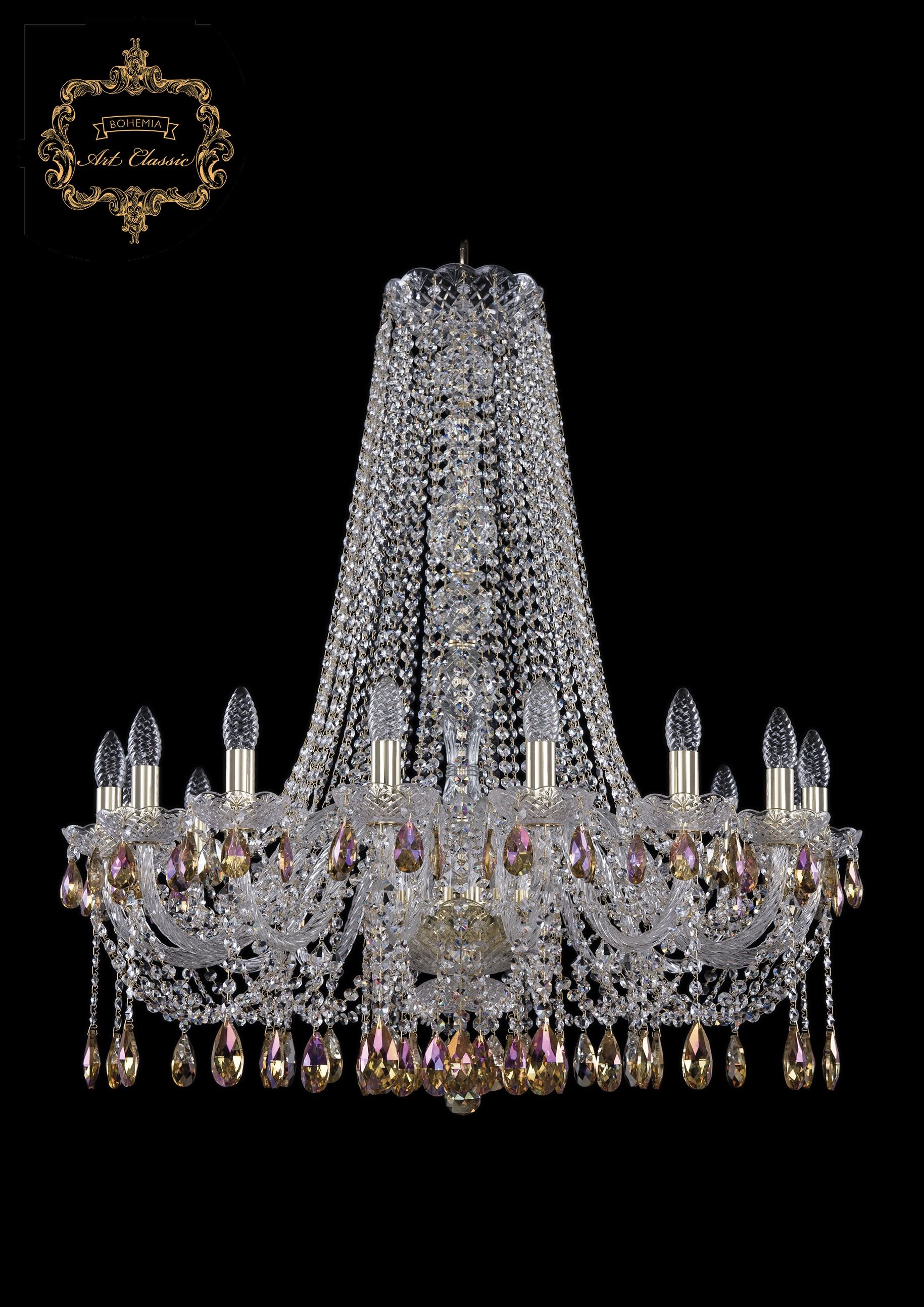 Подвесная хрустальная люстра 11.12 Art Classic 11.12.16.300.h-94.Gd.K777