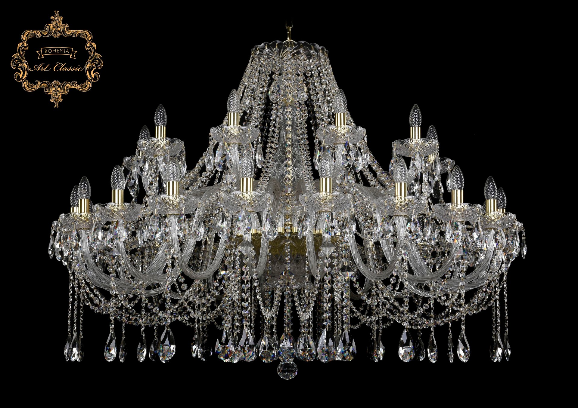 Подвесная хрустальная люстра 11.12 Art Classic 11.12.20+10.460.Gd.Sp